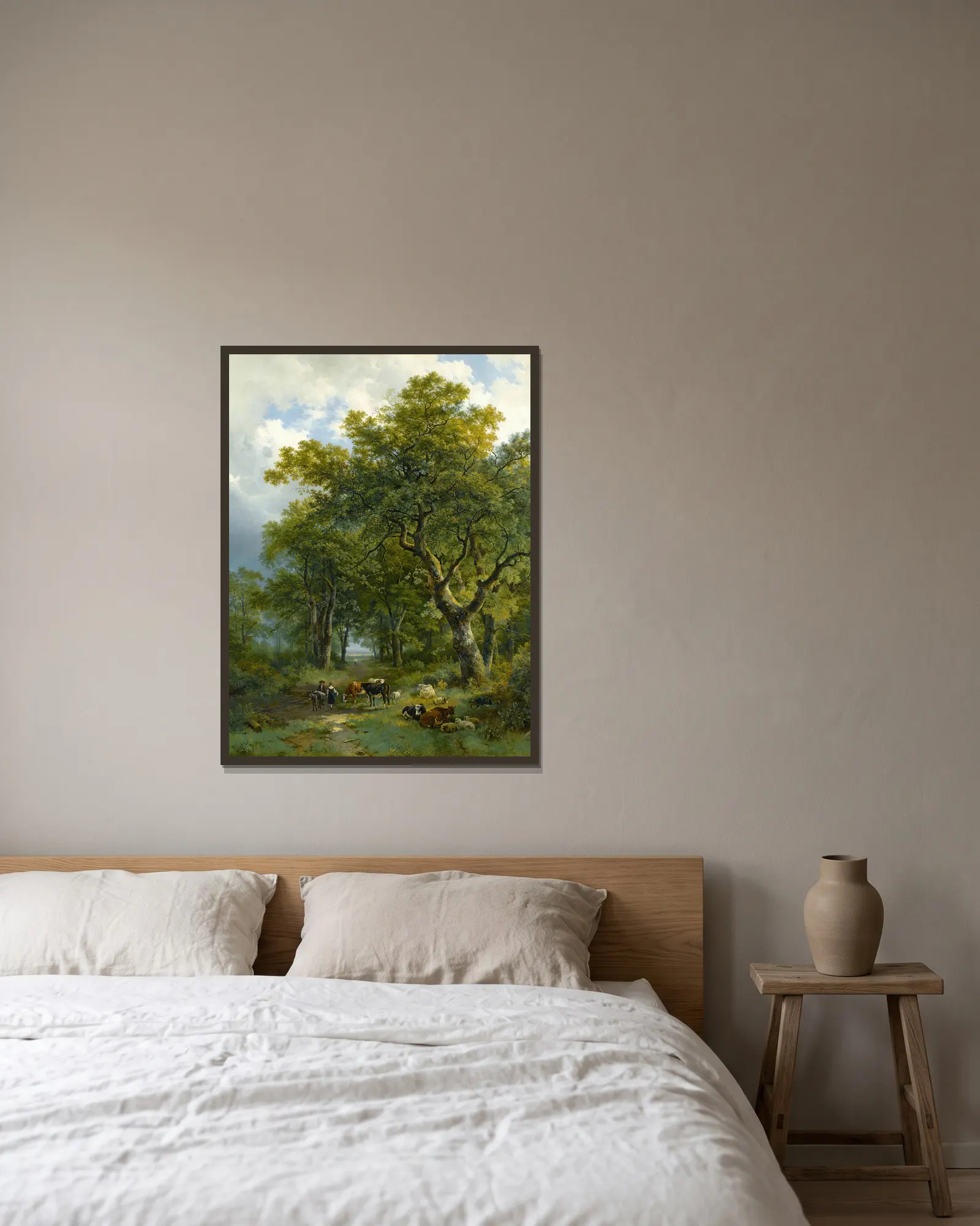 A Wooded Path av Barend Cornelis Koekkoek inramad på en vägg