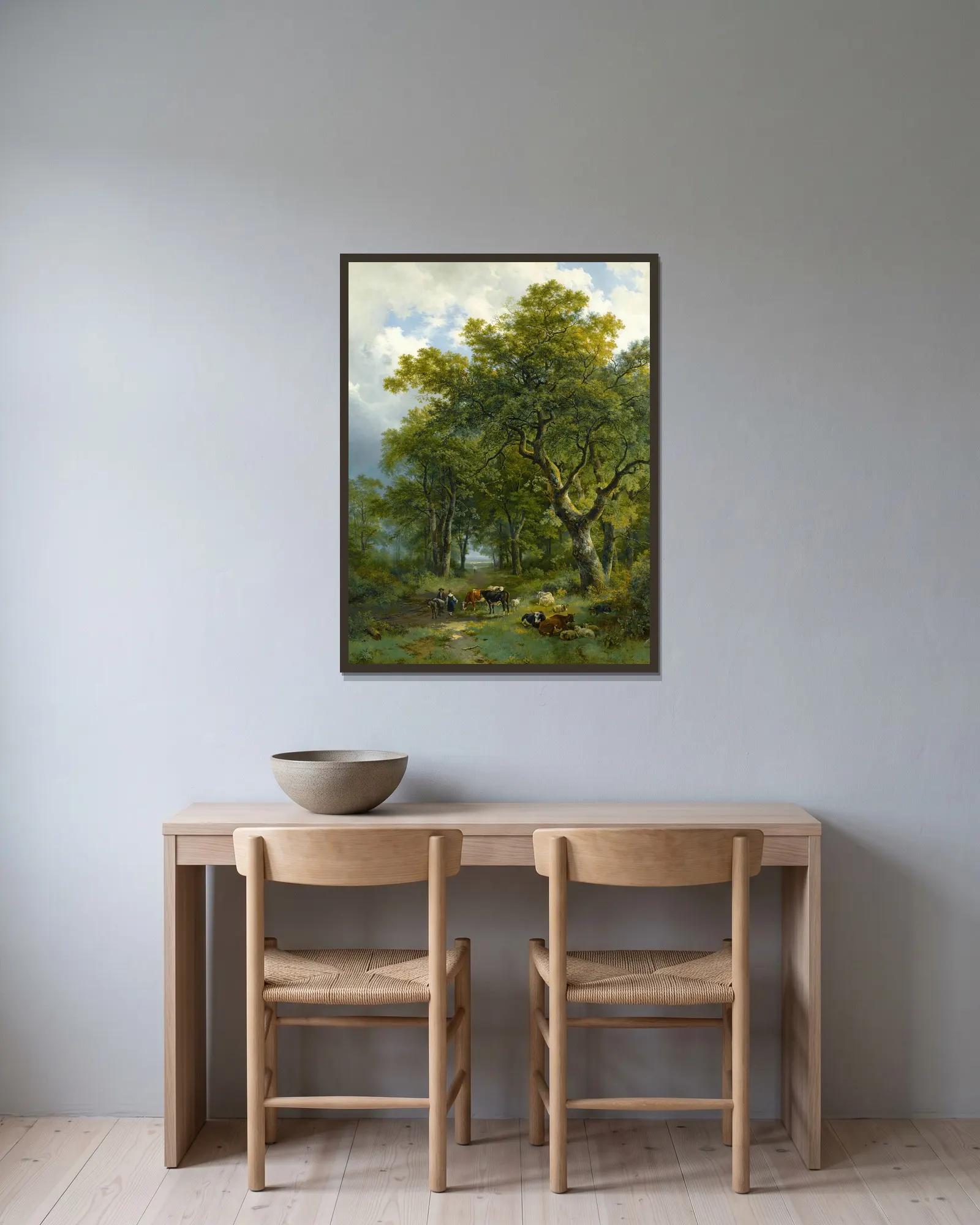 A Wooded Path av Barend Cornelis Koekkoek inramad på en vägg