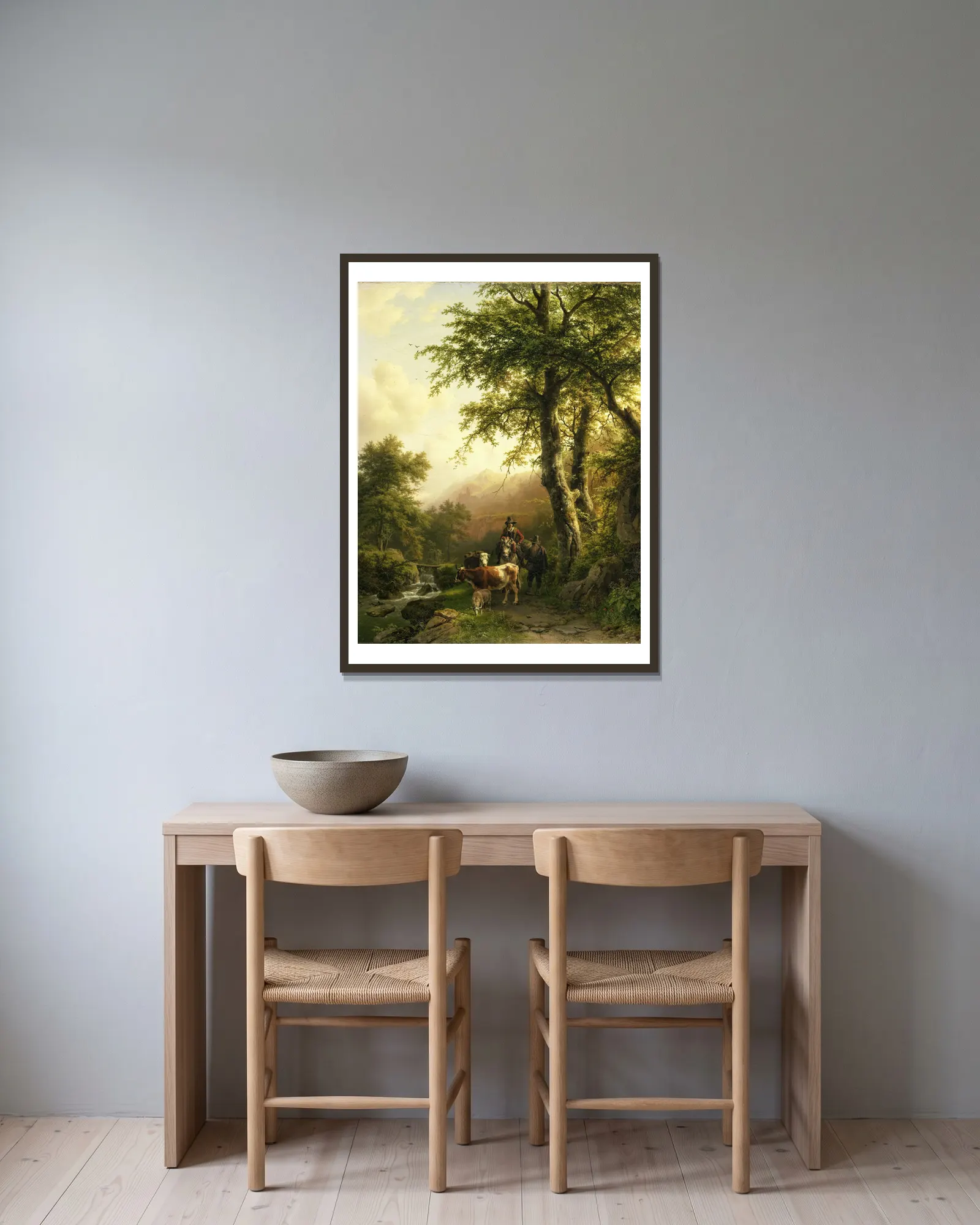 Italian Landscape av Barend Cornelis Koekkoek inramad på en vägg