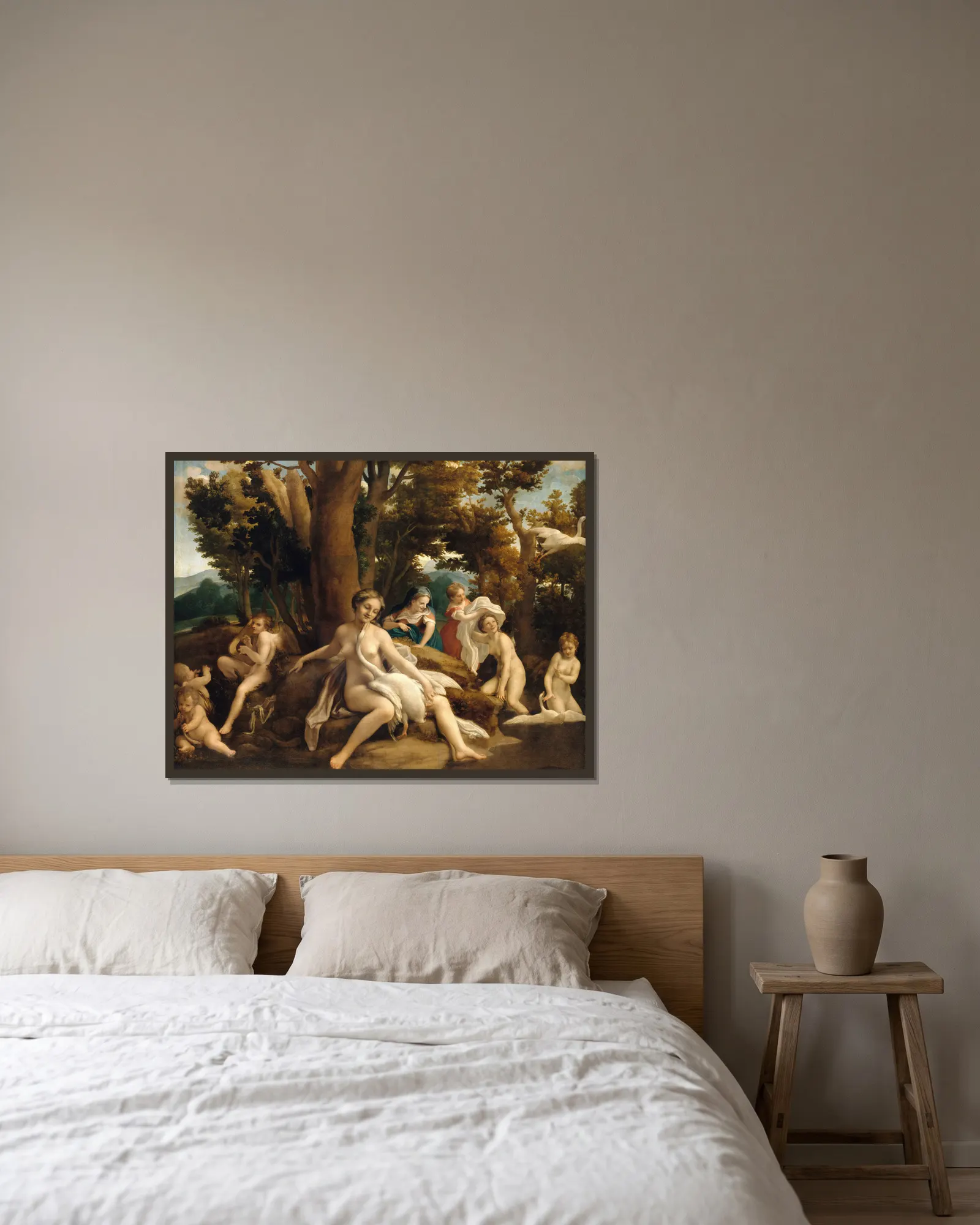 Leda and the Swan av Correggio inramad på en vägg