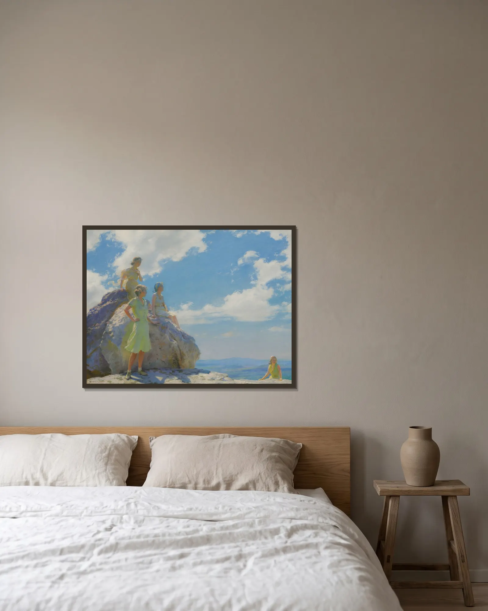 Bear Rocks av Charles Courtney Curran inramad på en vägg