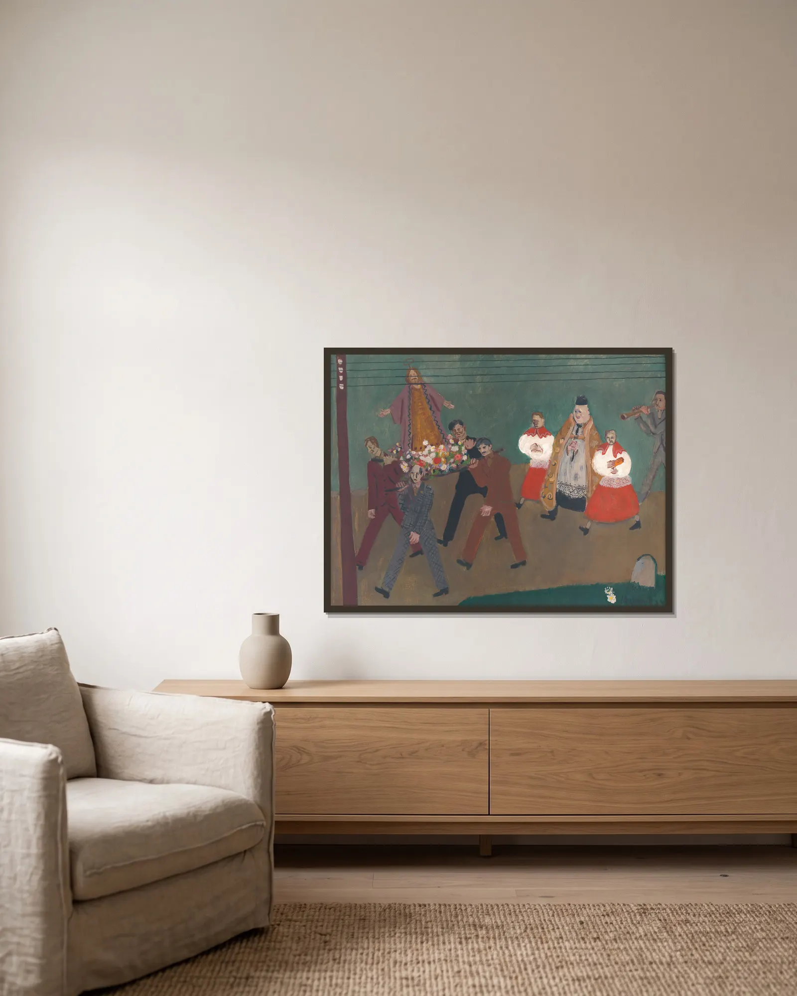 Procession av Cyprián Majerník inramad på en vägg