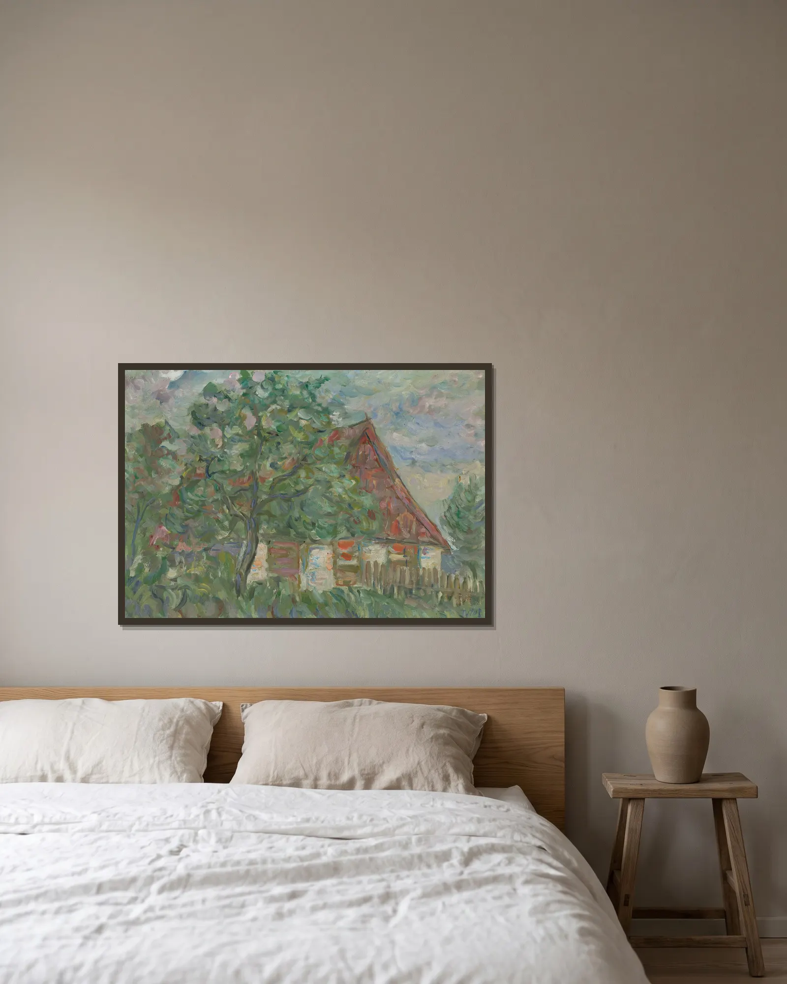 Landscape av Tytus Czyżewski inramad på en vägg