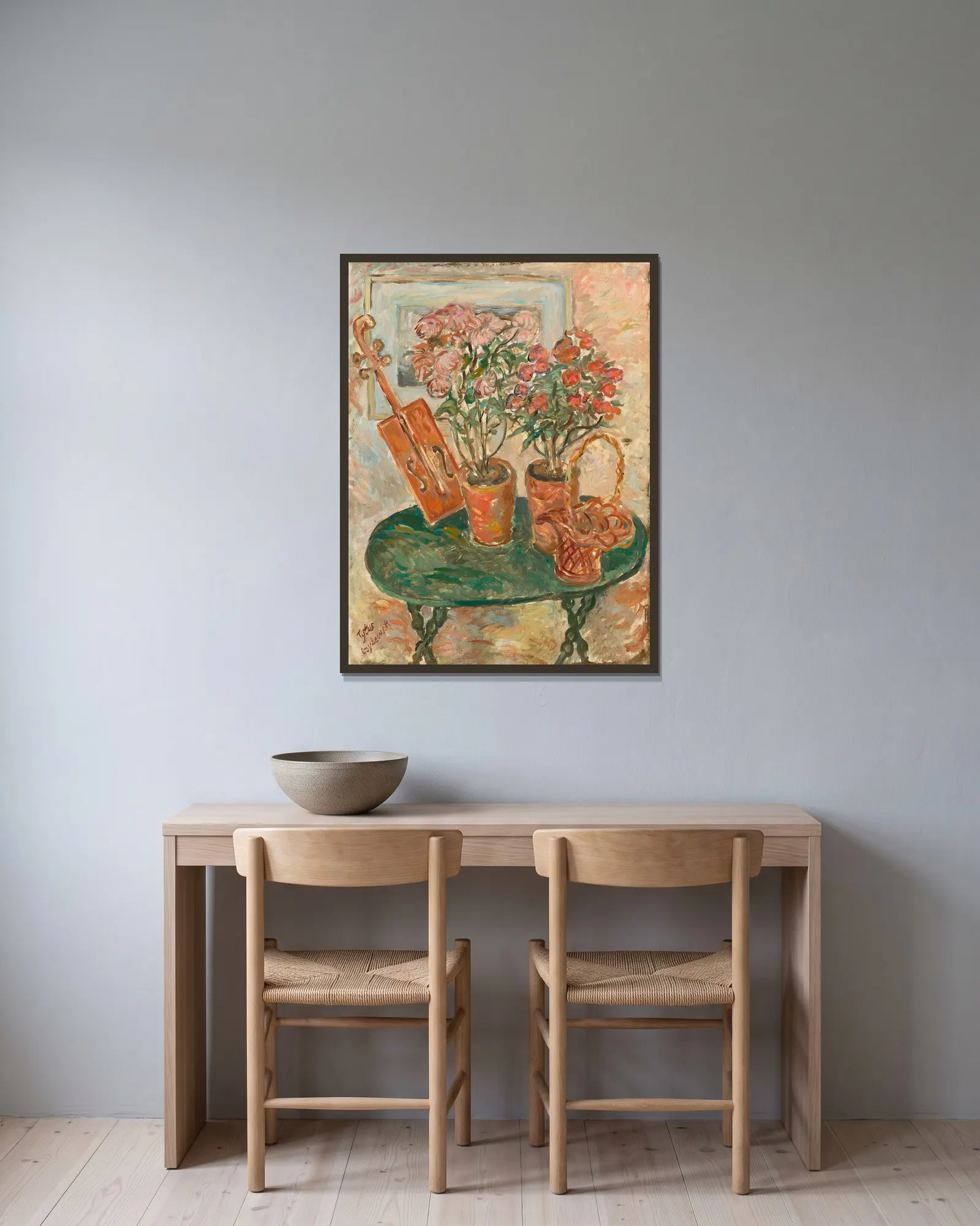 Still life with azaleas av Tytus Czyżewski inramad på en vägg
