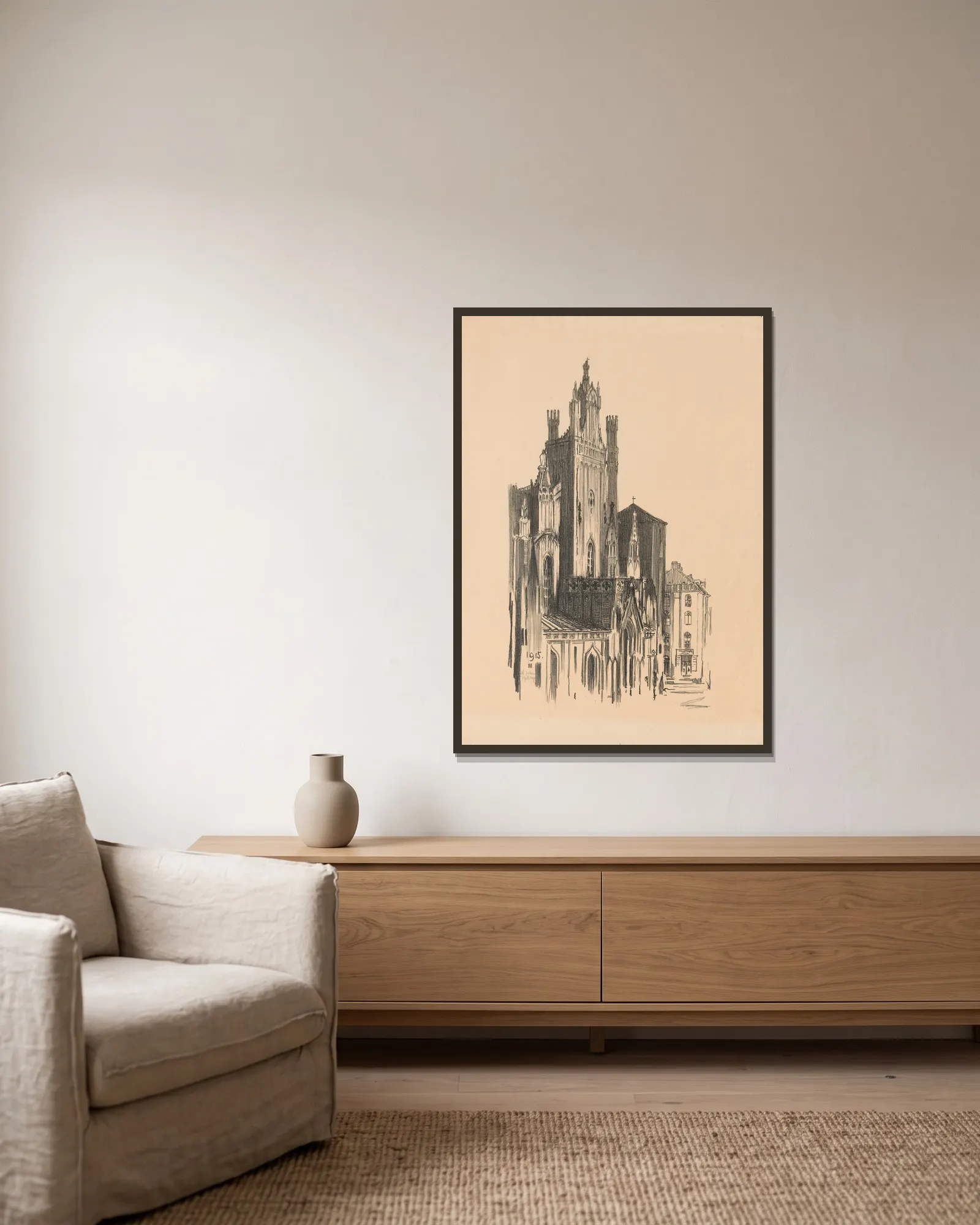 St. John’s Cathedral av Feliks Jabłczyński inramad på en vägg