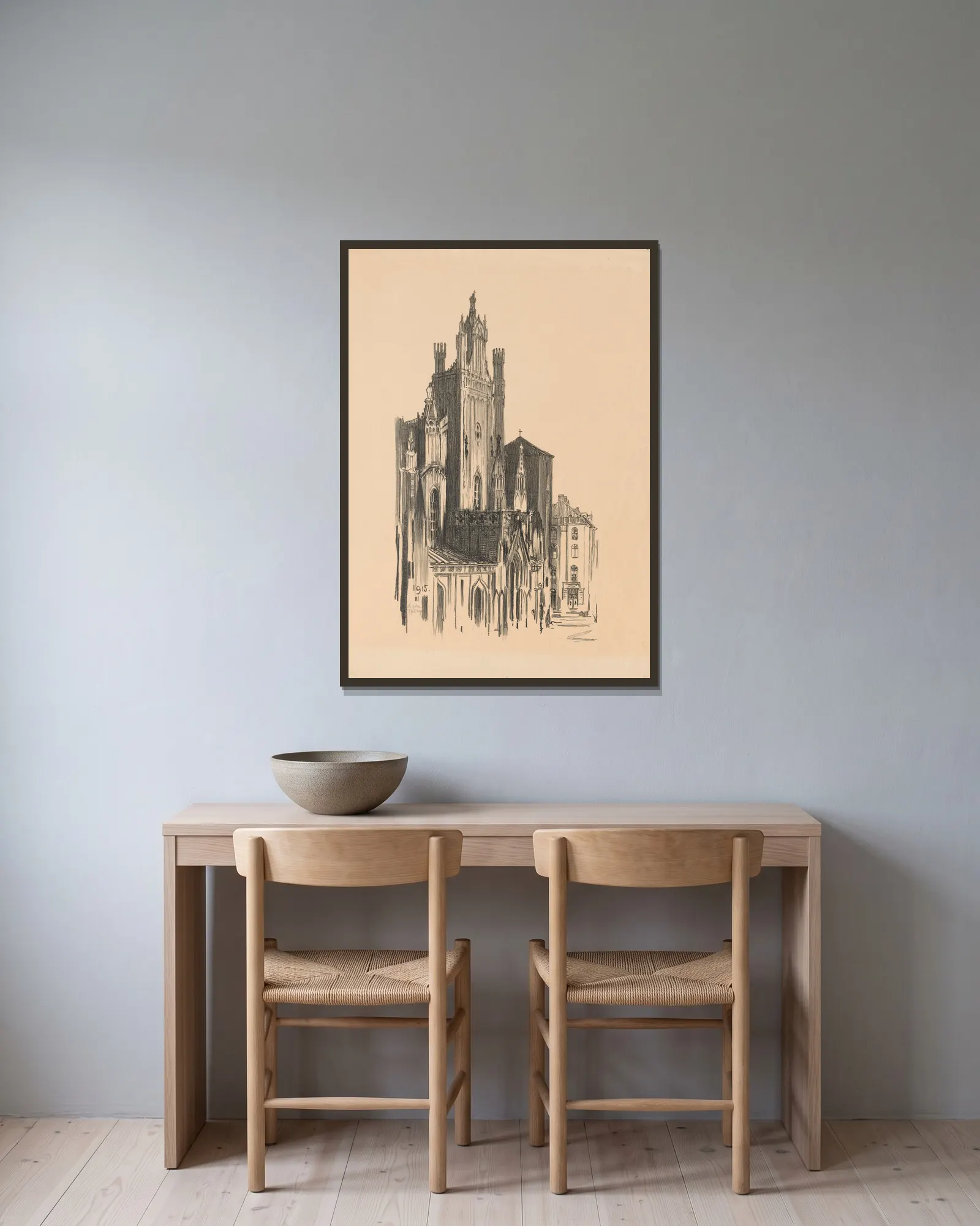St. John’s Cathedral av Feliks Jabłczyński inramad på en vägg