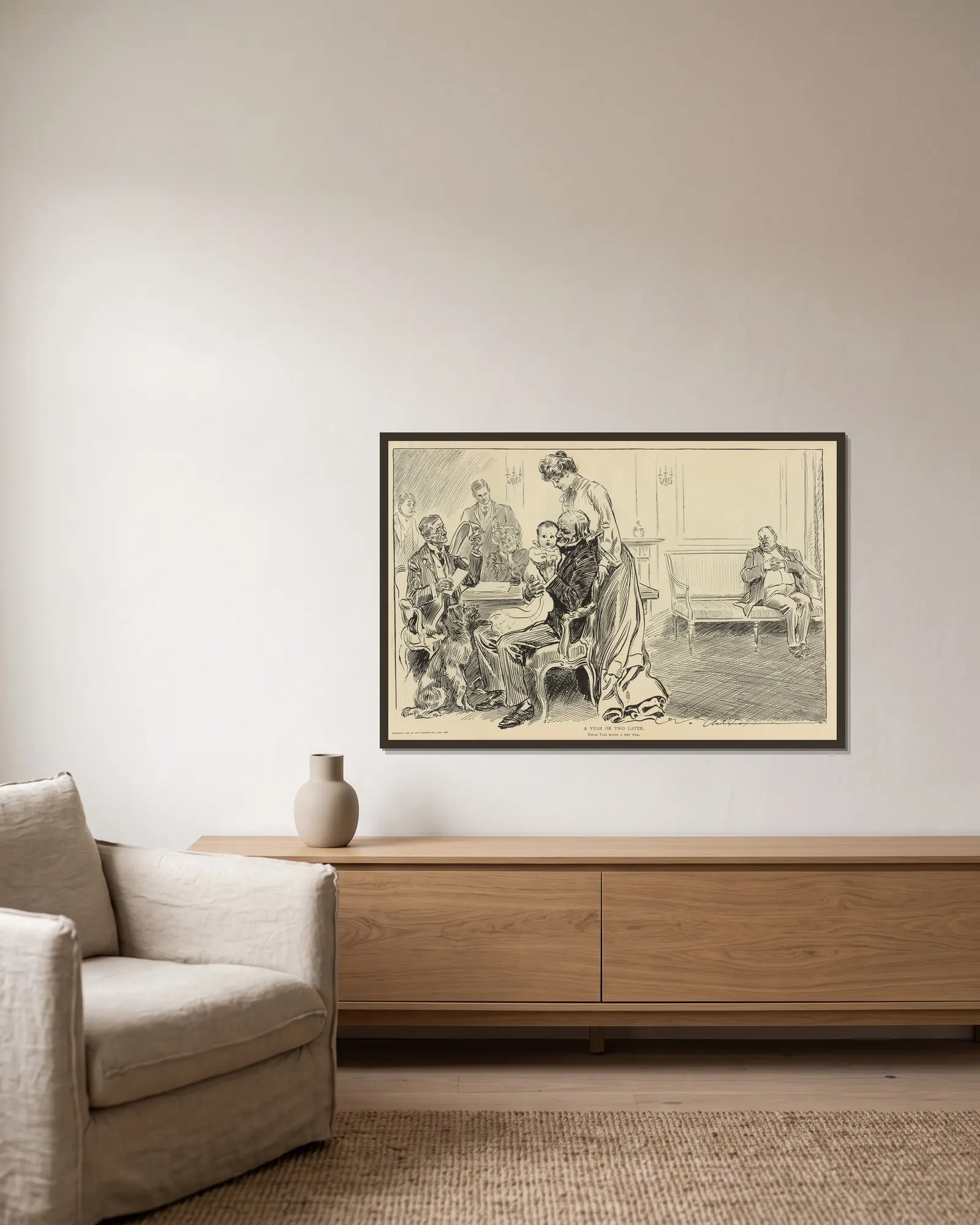 A year or two later av Charles Dana Gibson inramad på en vägg