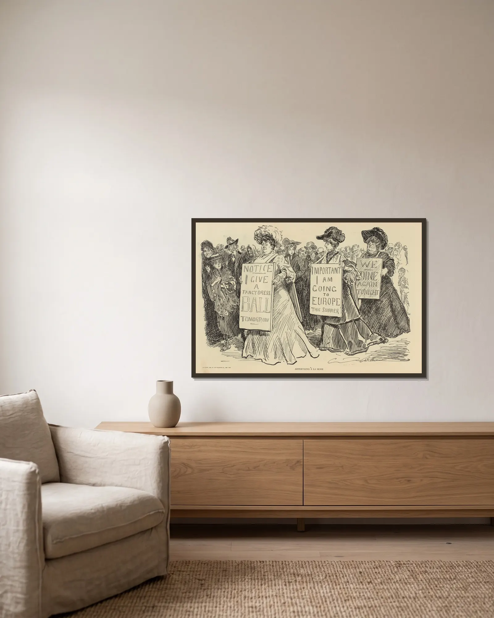 Advertising a la mode av Charles Dana Gibson inramad på en vägg