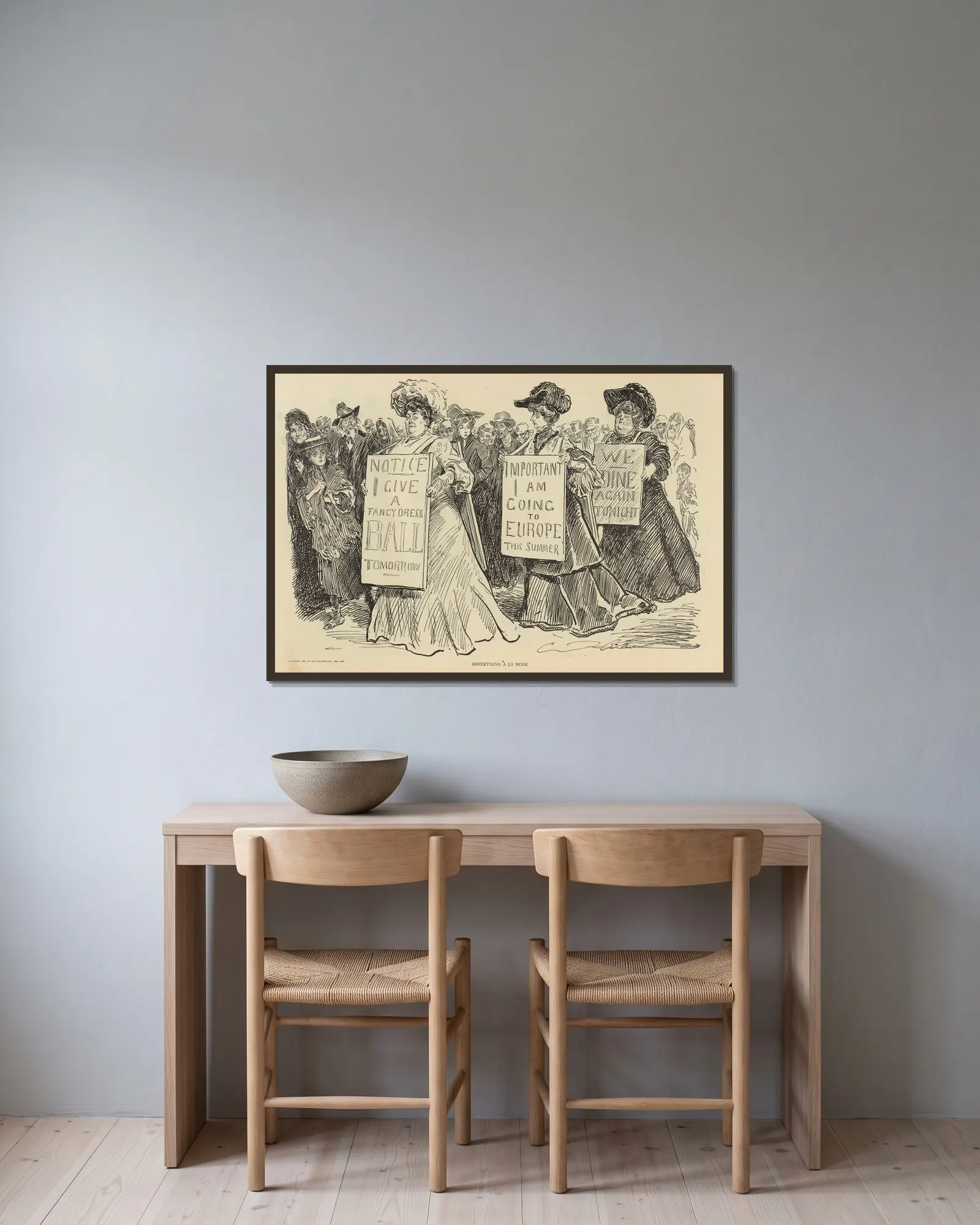 Advertising a la mode av Charles Dana Gibson inramad på en vägg