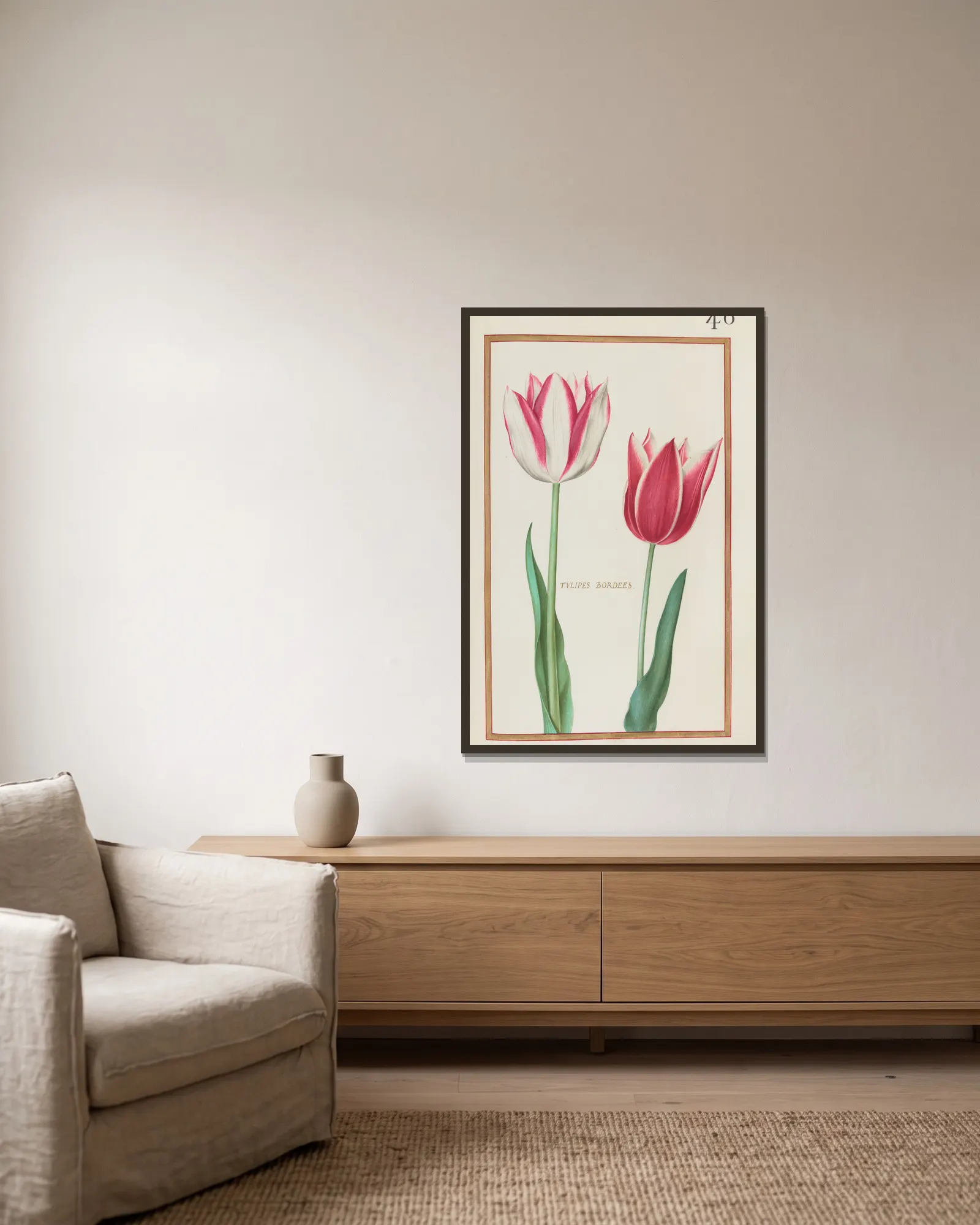 Tulipes bordees av Daniel Rabel inramad på en vägg