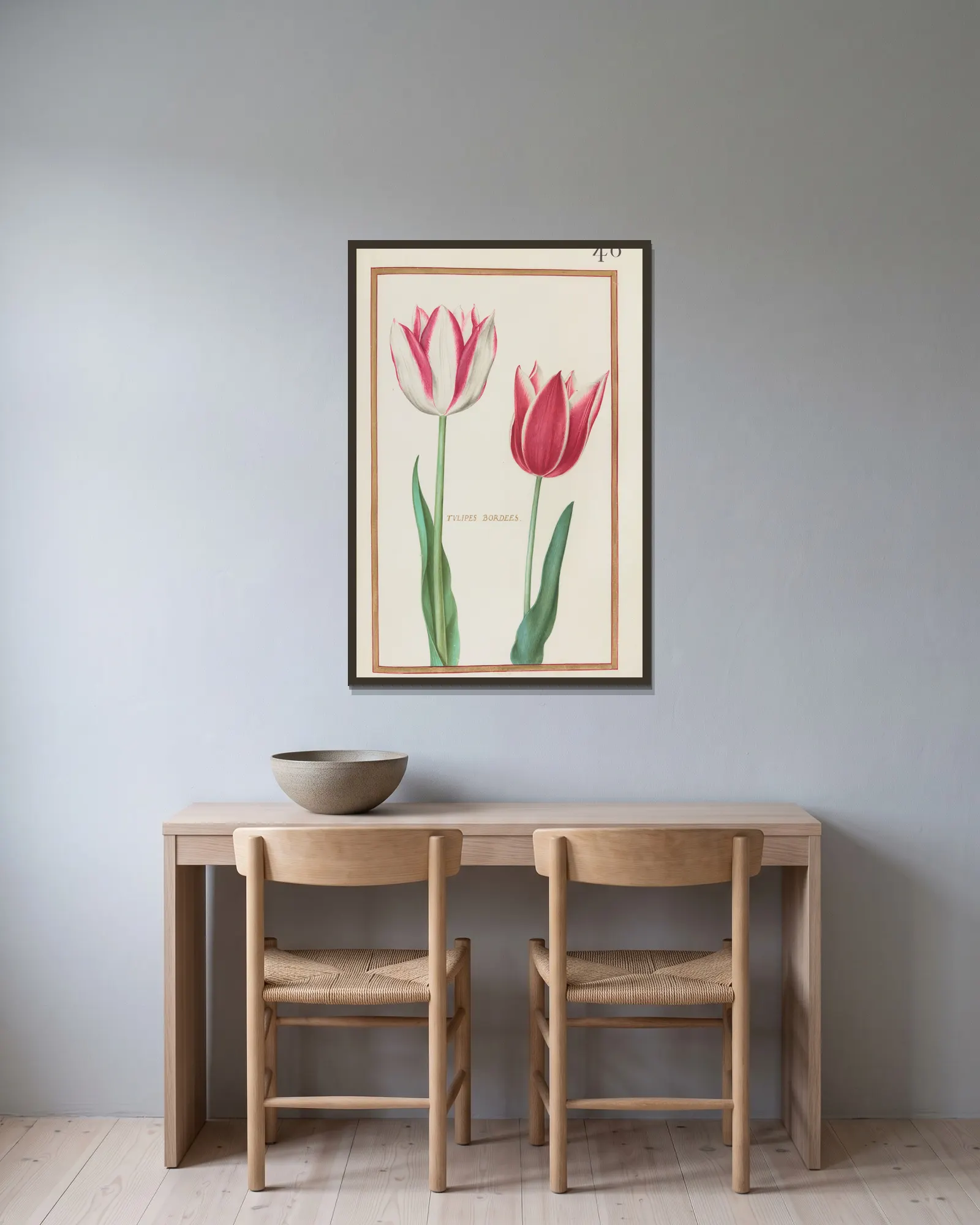 Tulipes bordees av Daniel Rabel inramad på en vägg