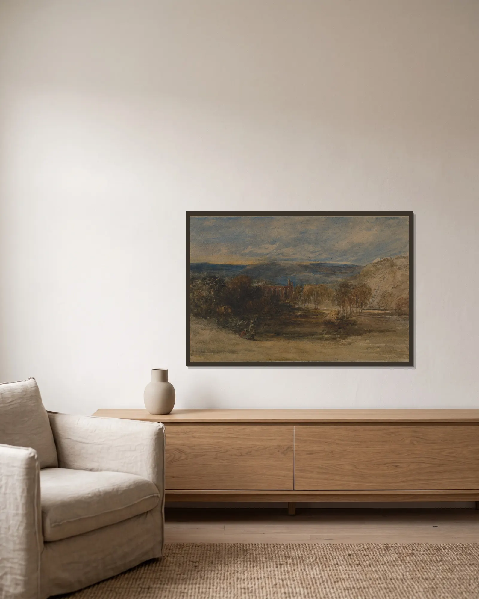 Bolton Abbey av David Cox inramad på en vägg