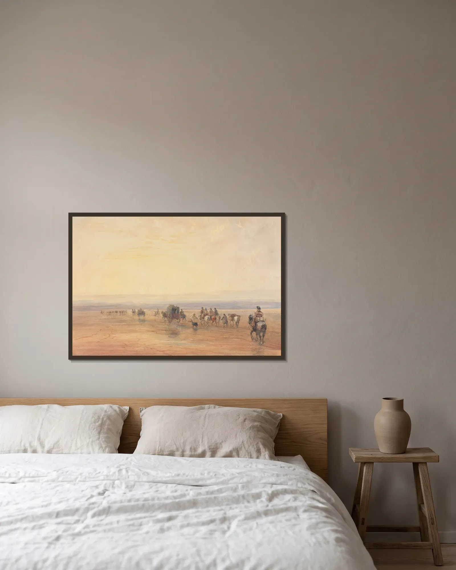 Crossing Lancaster Sands av David Cox inramad på en vägg