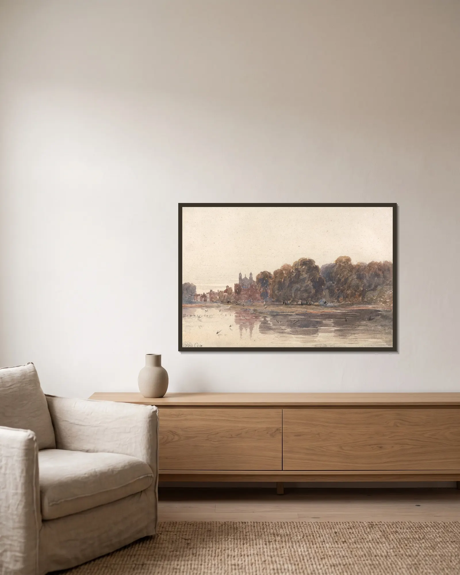 Eton from the Thames (early 19th century) av David Cox inramad på en vägg