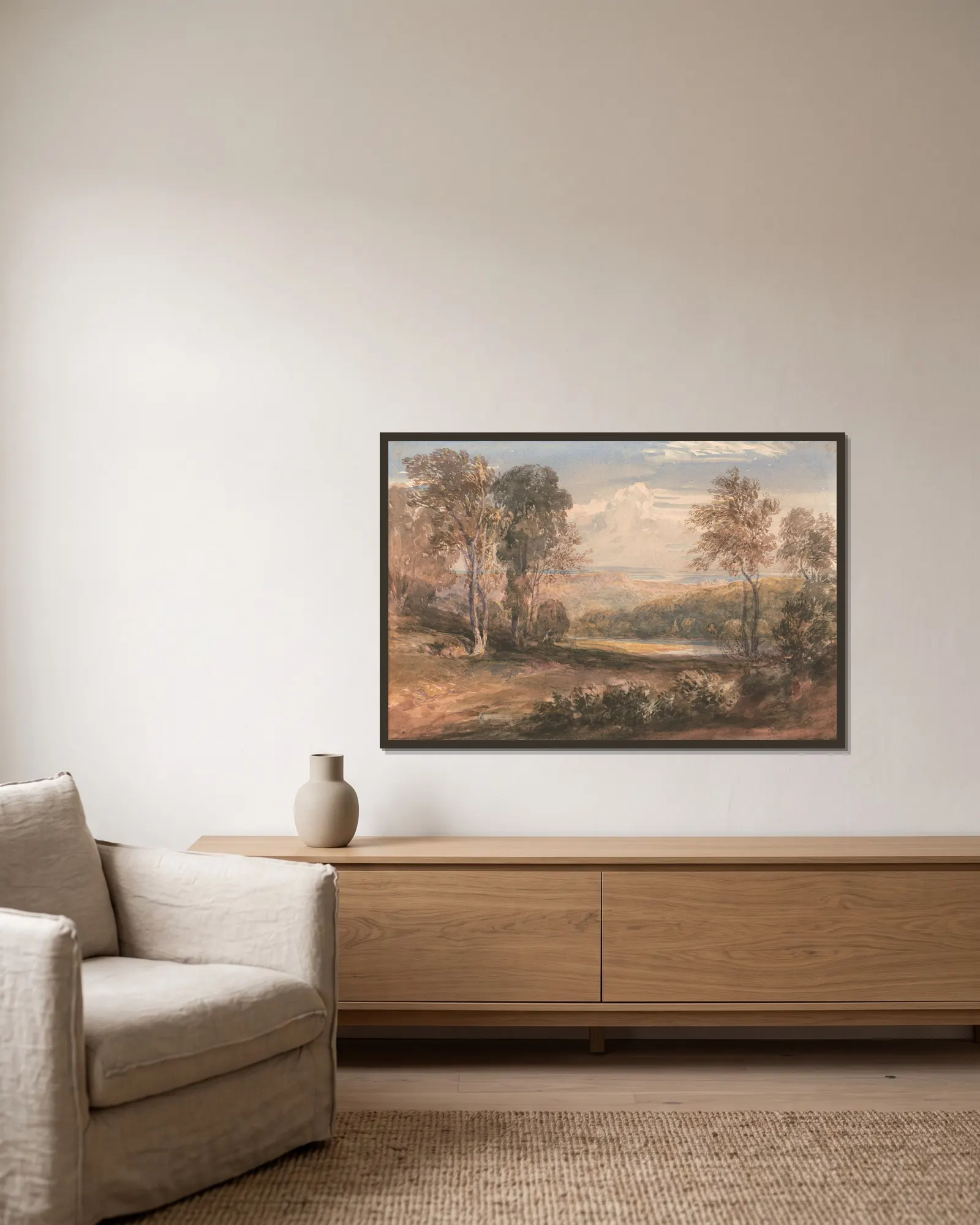 On the Wye av David Cox inramad på en vägg