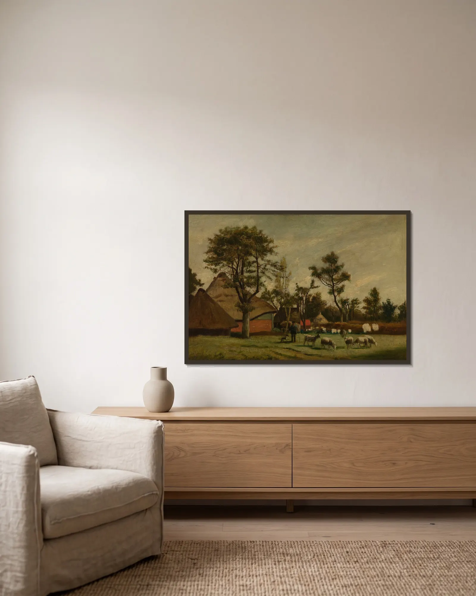 Farmhouse av Henri de Braekeleer inramad på en vägg