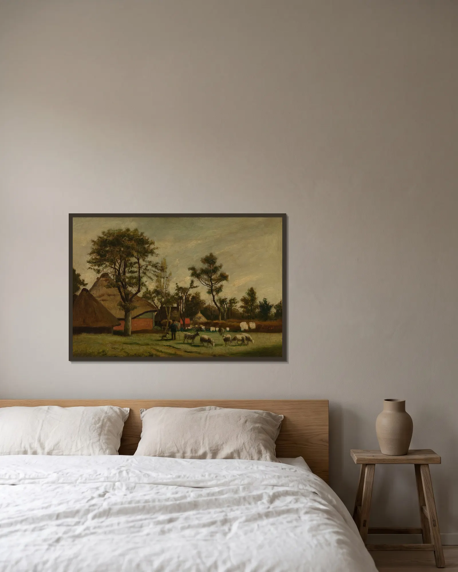 Farmhouse av Henri de Braekeleer inramad på en vägg