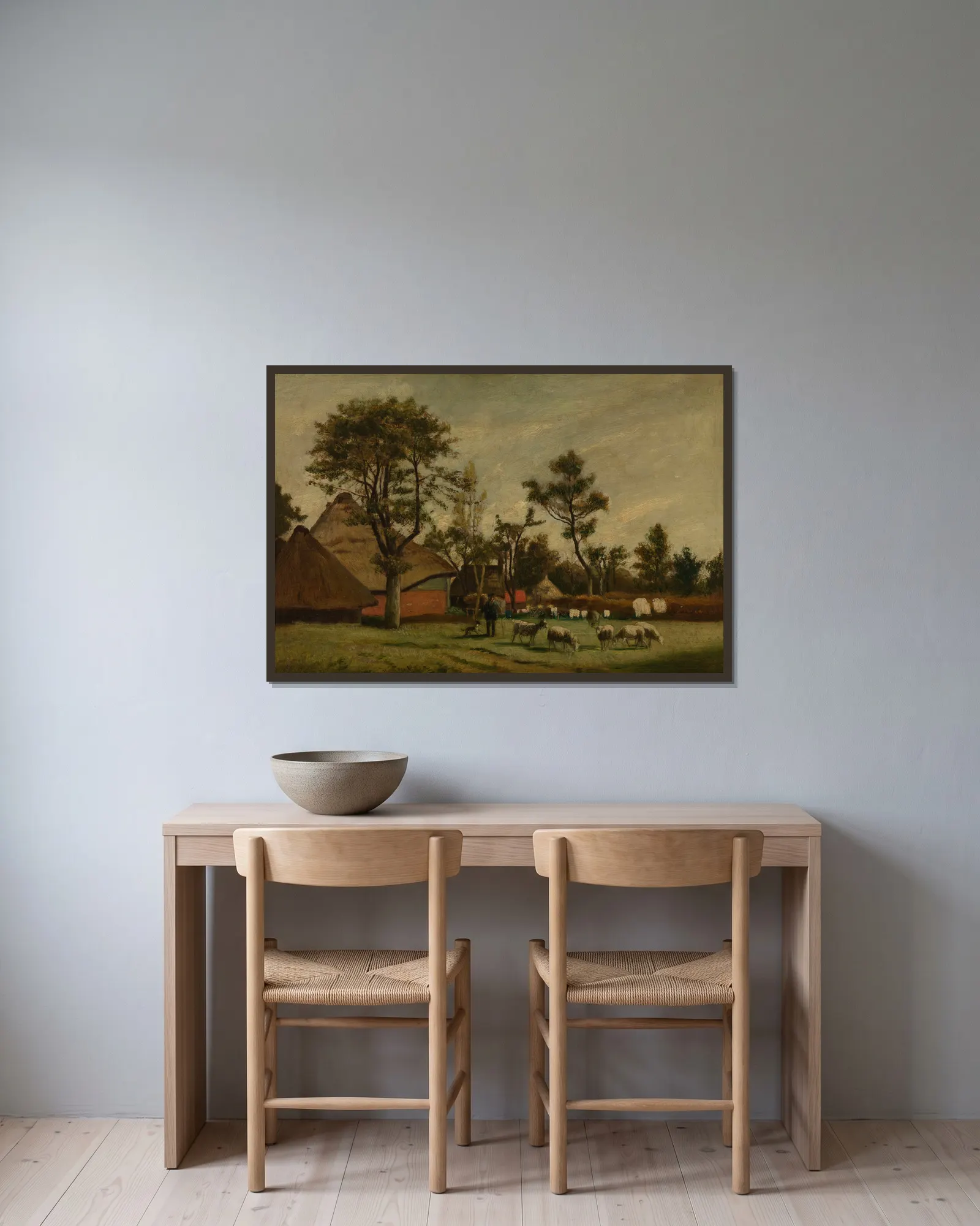 Farmhouse av Henri de Braekeleer inramad på en vägg