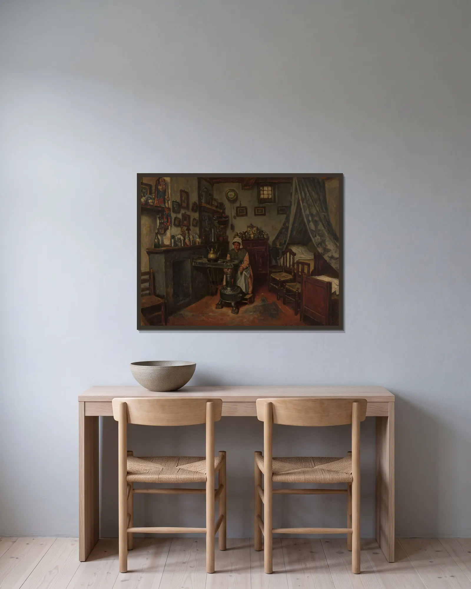 Interior av Henri de Braekeleer inramad på en vägg
