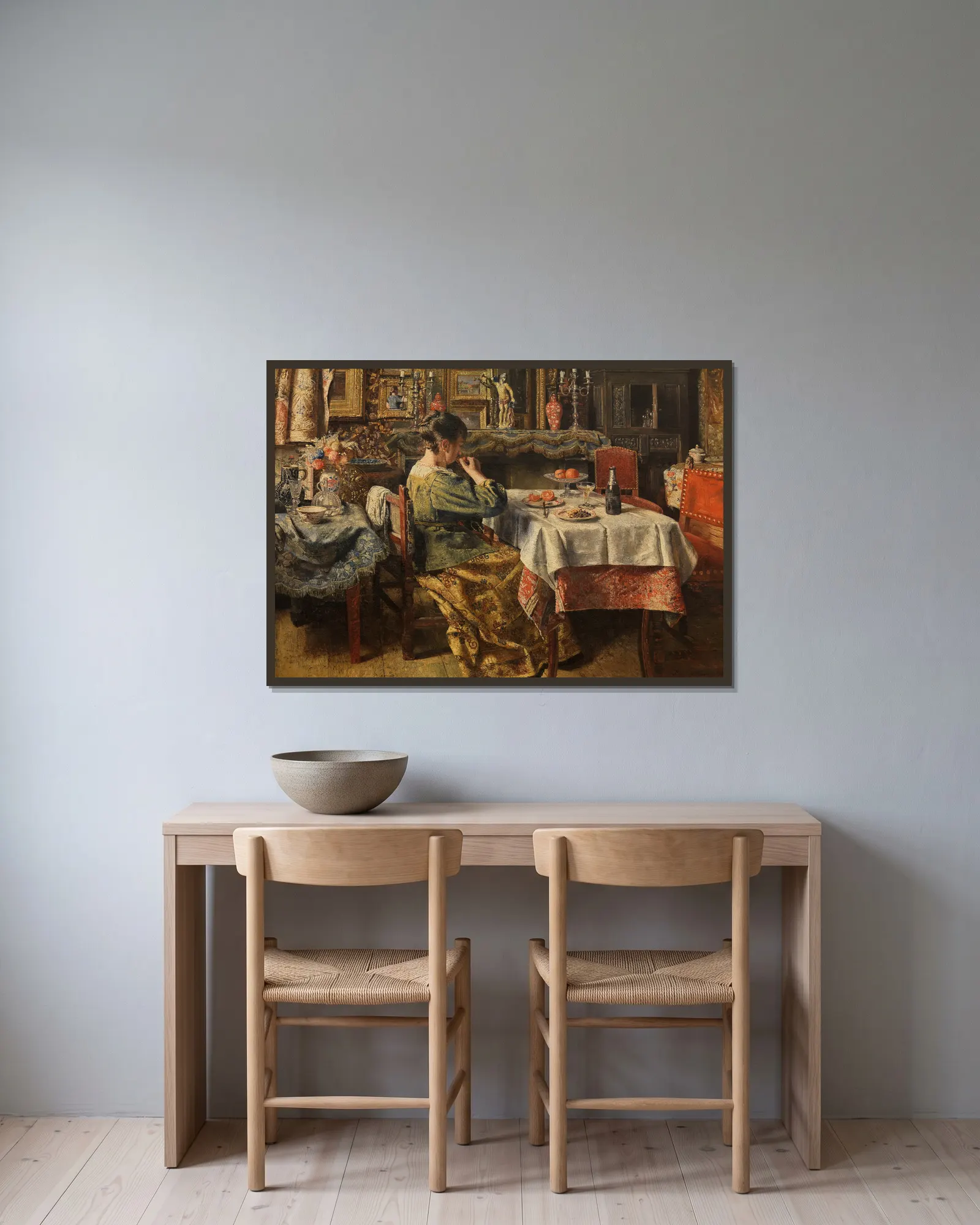 The Meal av Henri de Braekeleer inramad på en vägg