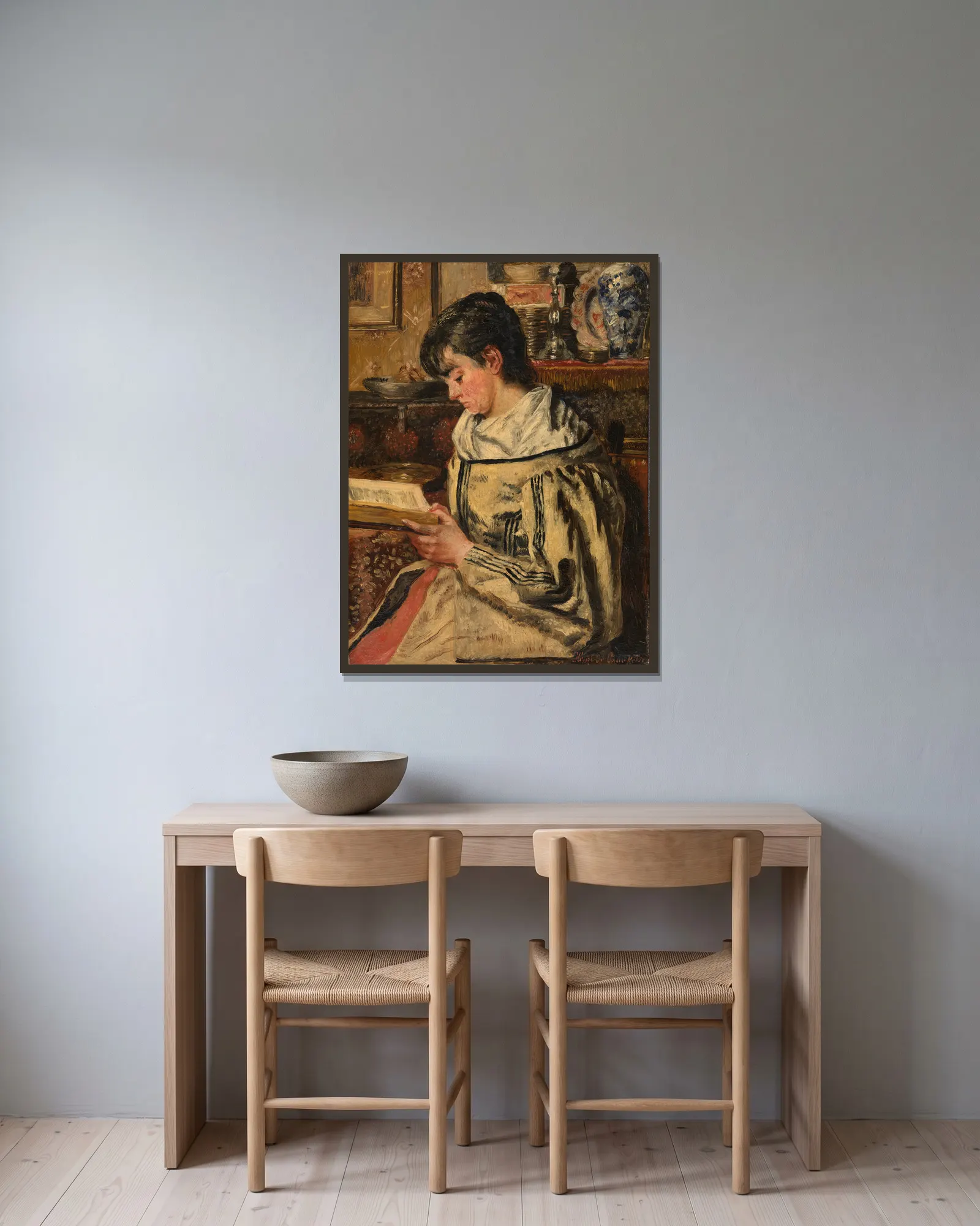 Woman Reading, 1881 – nr 1 av Henri de Braekeleer inramad på en vägg