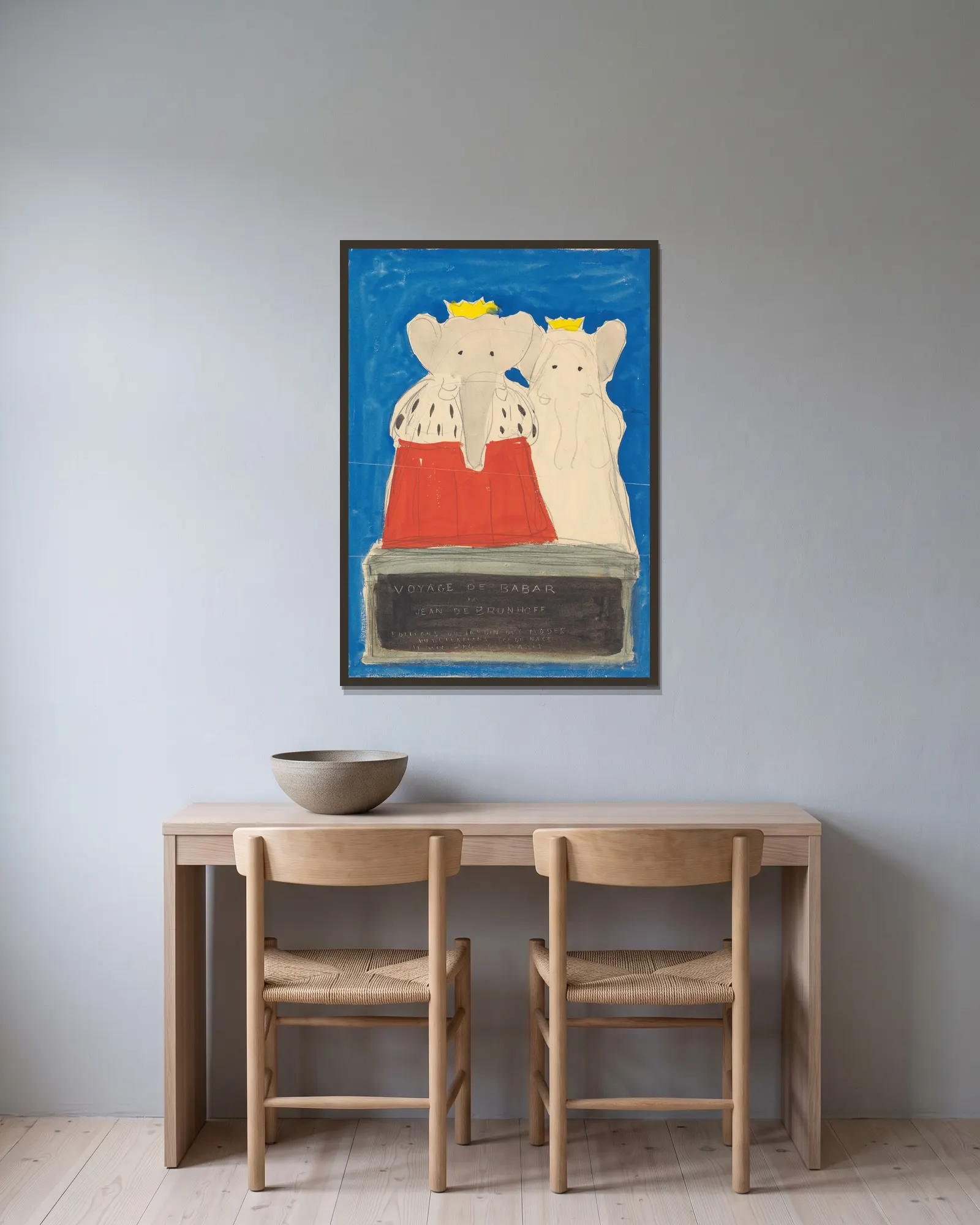 Le voyage de Babar Pl.01 av Jean de Brunhoff inramad på en vägg