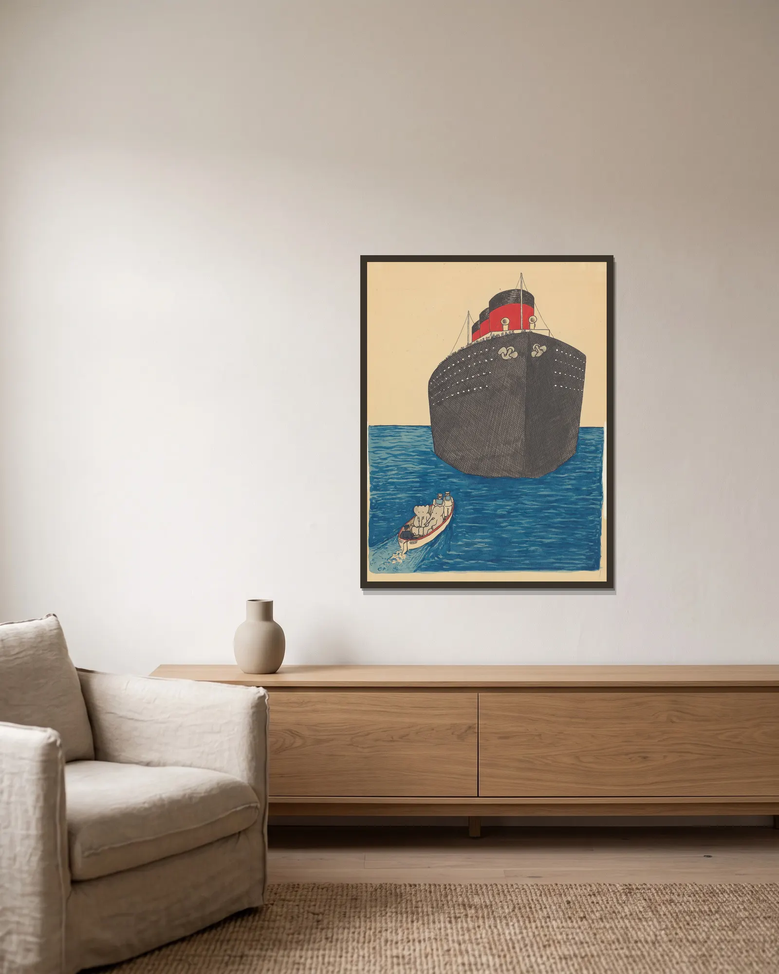Le voyage de Babar Pl.09 av Jean de Brunhoff inramad på en vägg