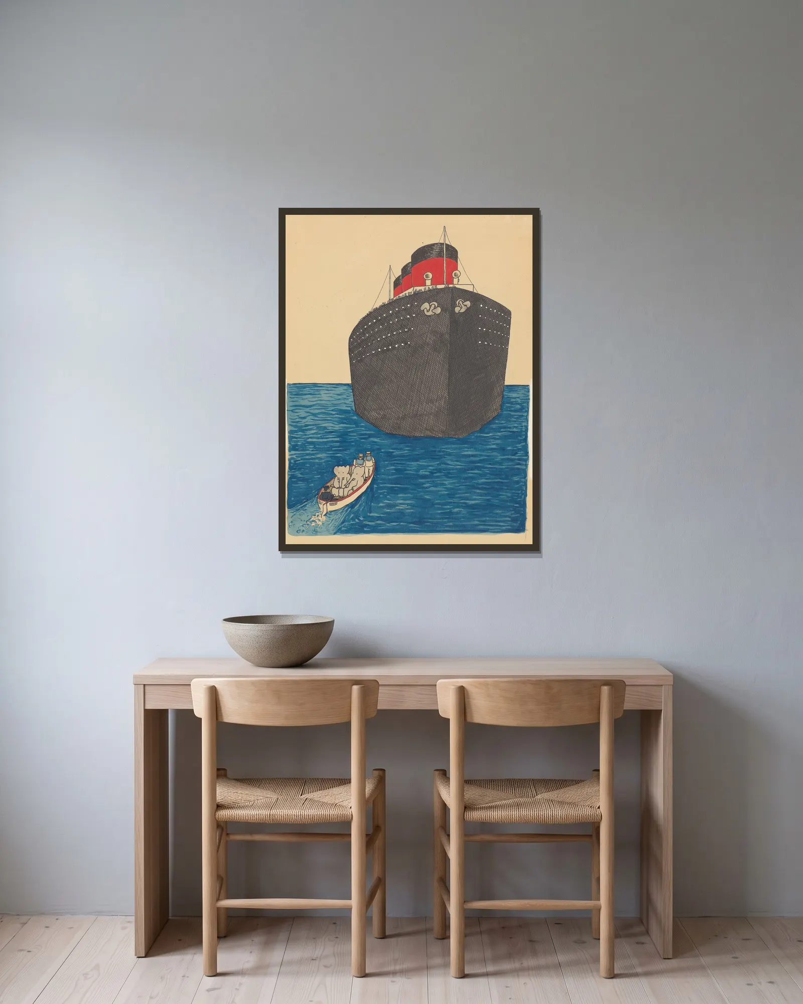 Le voyage de Babar Pl.09 av Jean de Brunhoff inramad på en vägg