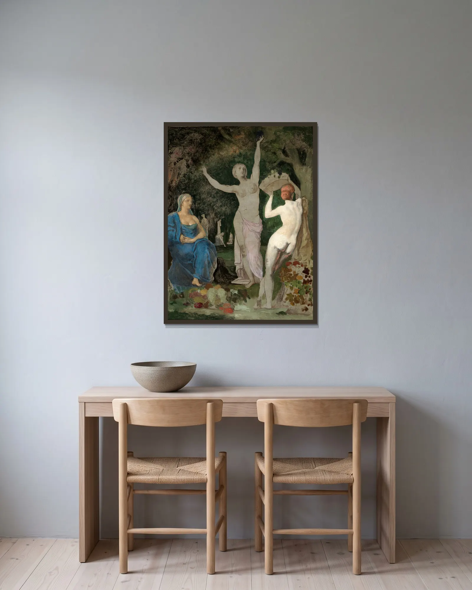 L’ Automne av Pierre Puvis de Chavannes inramad på en vägg