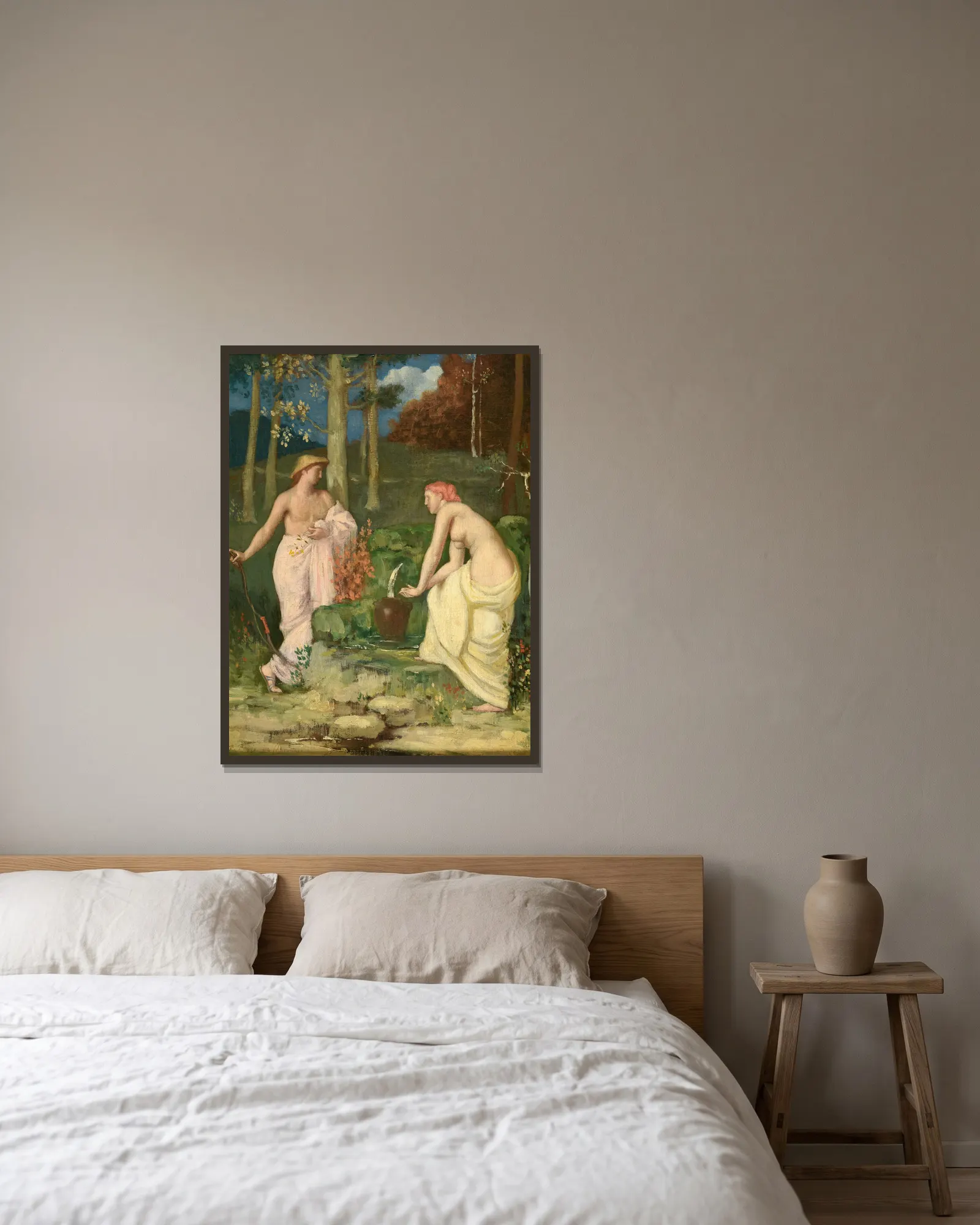 La Source av Pierre Puvis de Chavannes inramad på en vägg