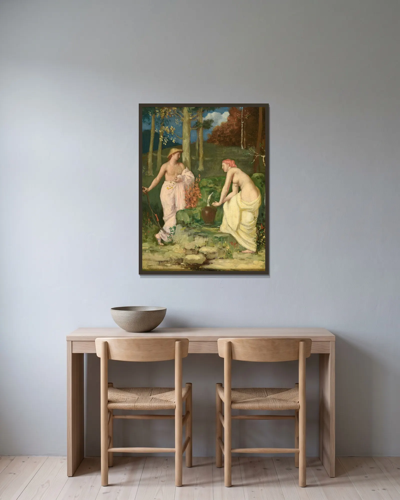 La Source av Pierre Puvis de Chavannes inramad på en vägg