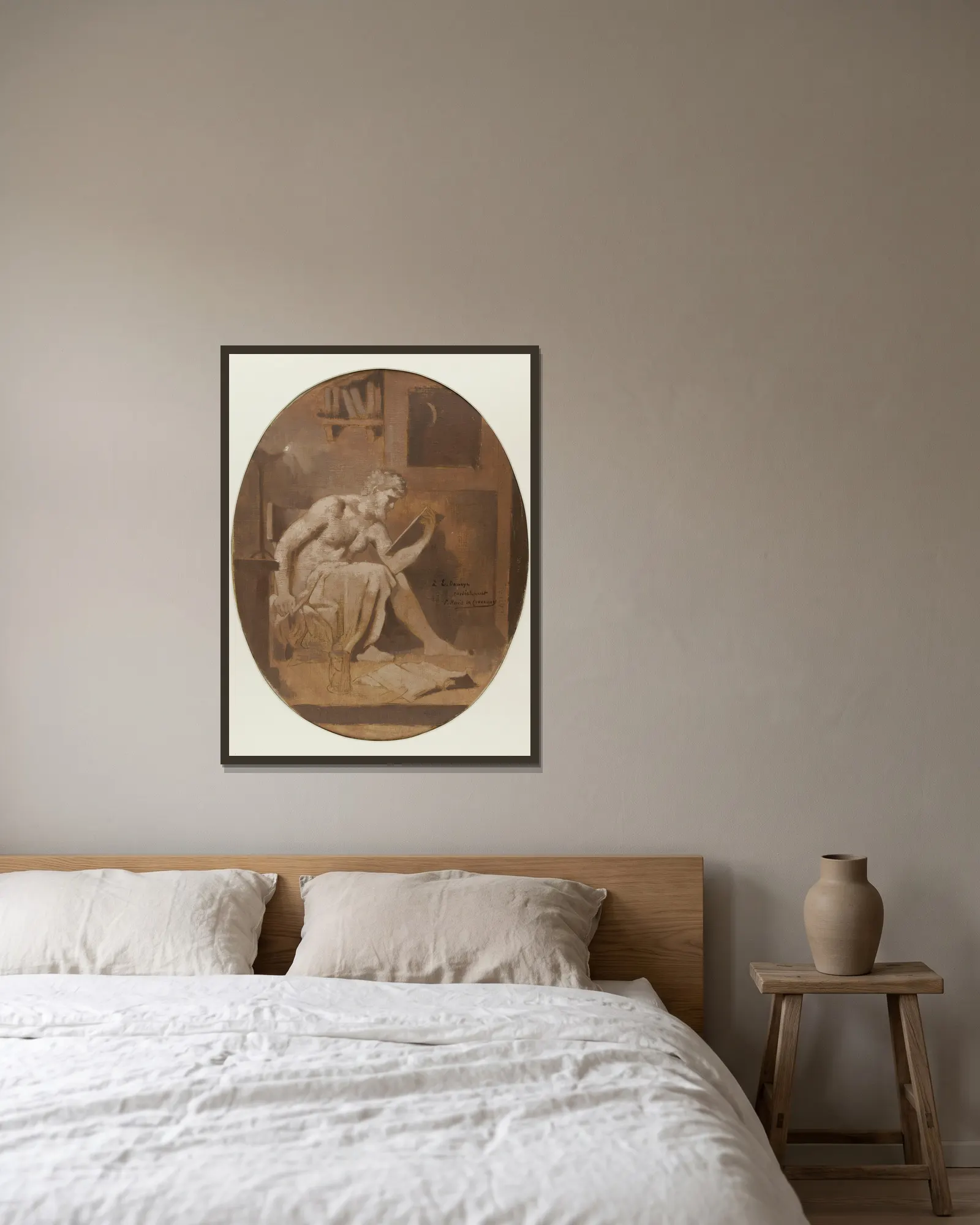 L’Etude av Pierre Puvis de Chavannes inramad på en vägg