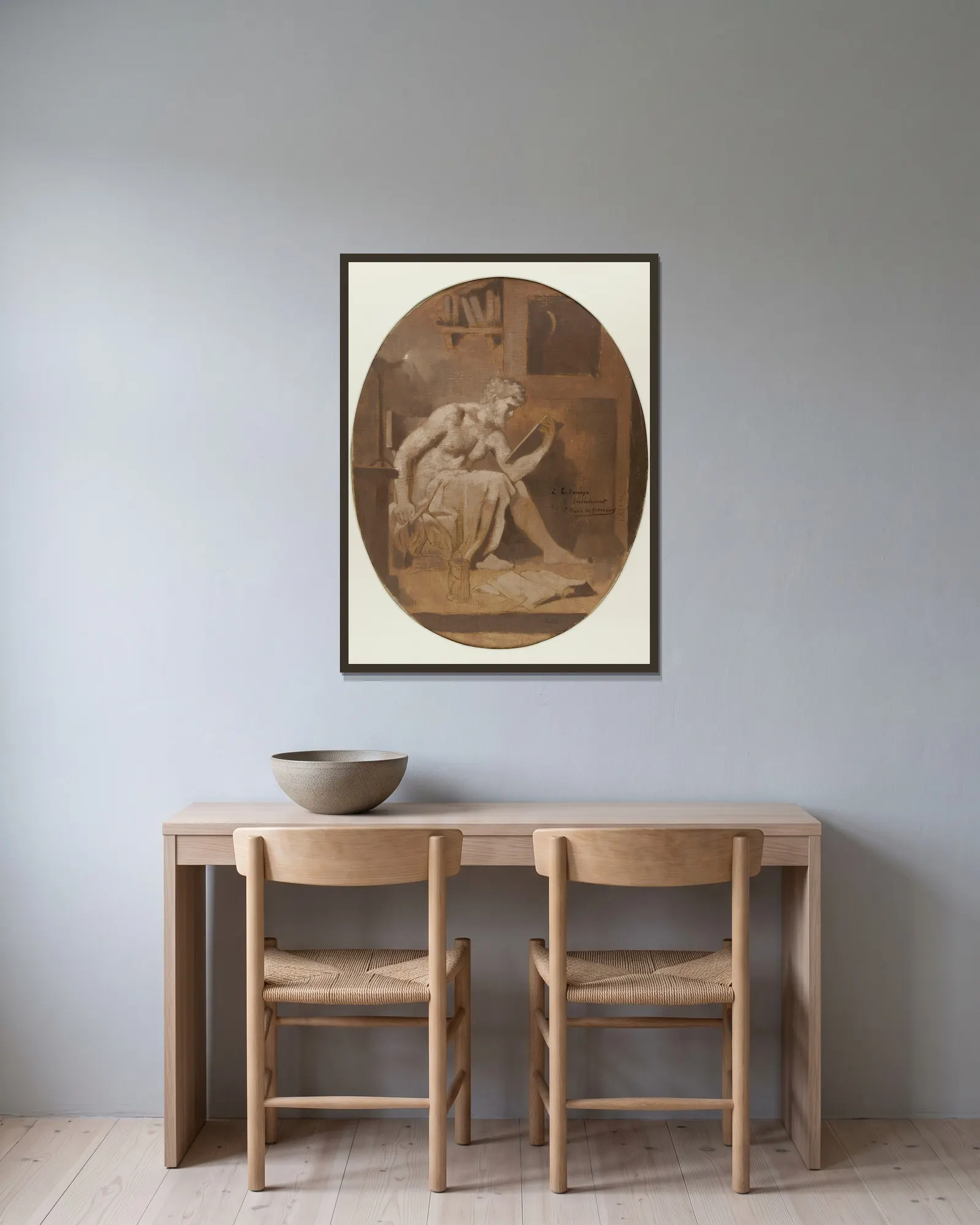 L’Etude av Pierre Puvis de Chavannes inramad på en vägg