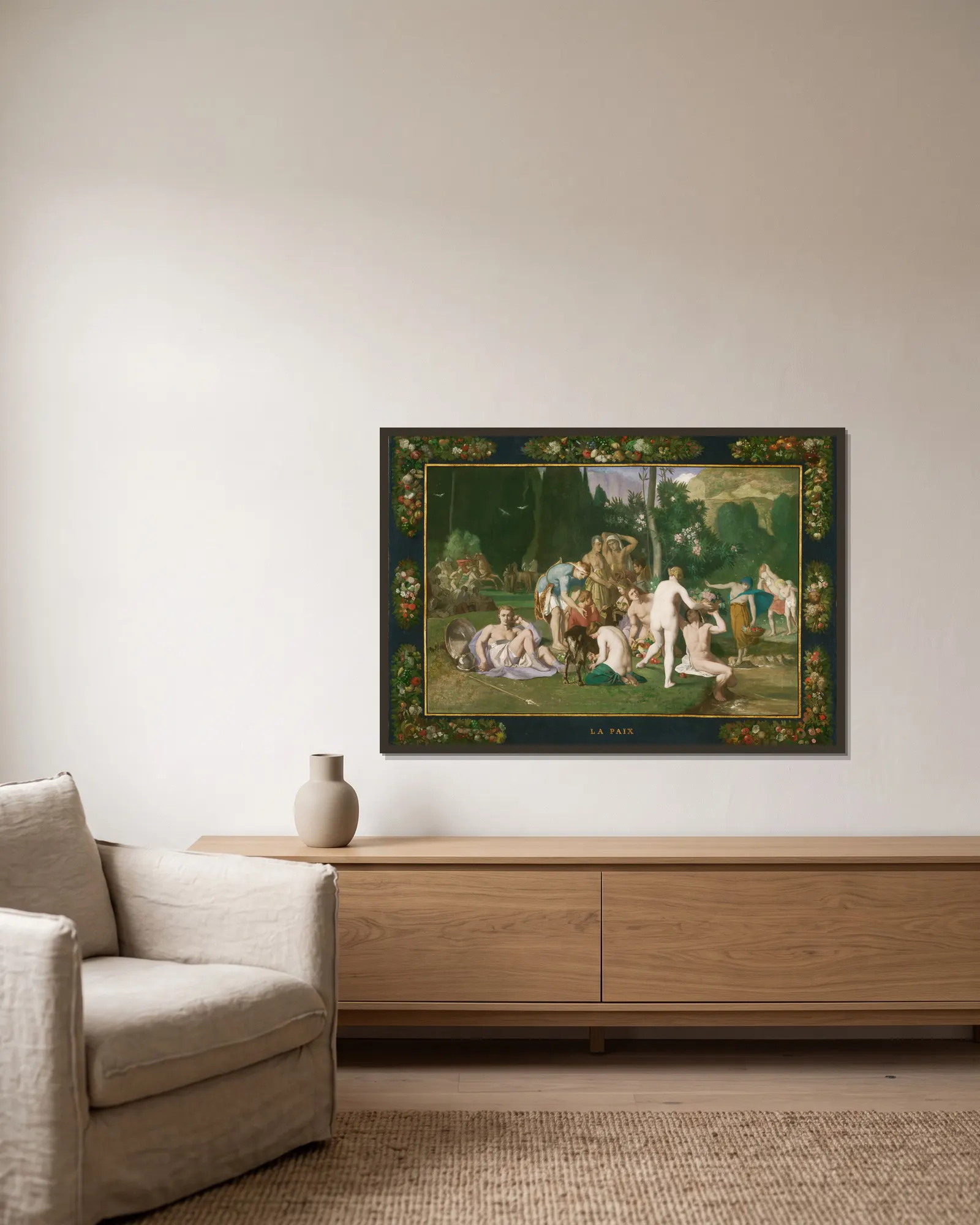Peace av Pierre Puvis de Chavannes inramad på en vägg