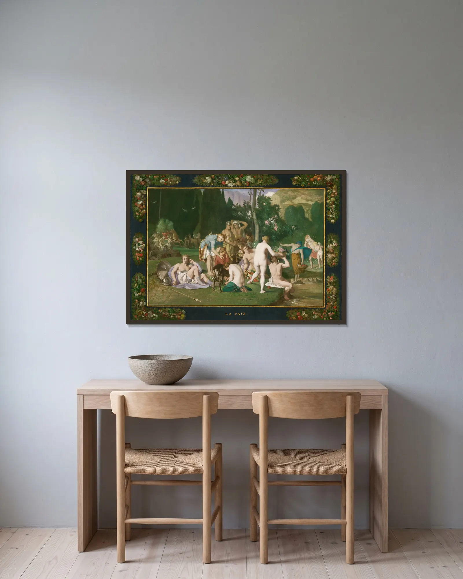 Peace av Pierre Puvis de Chavannes inramad på en vägg