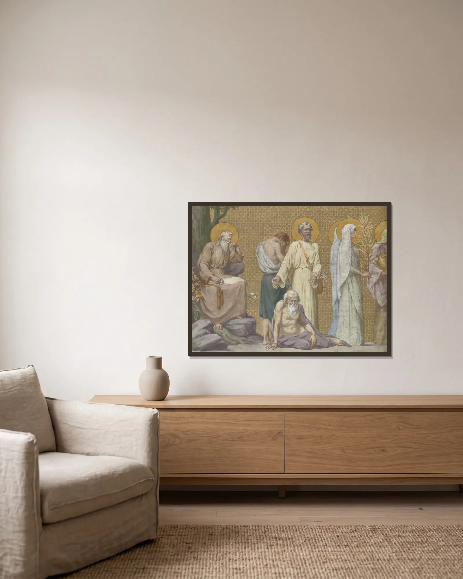 Procession av Pierre Puvis de Chavannes inramad på en vägg