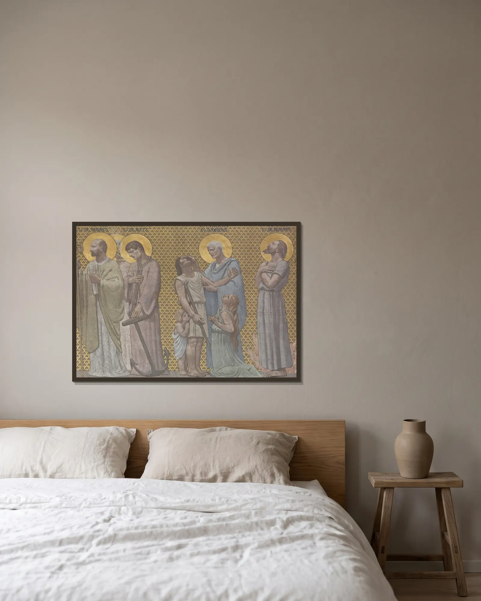 Procession de saints martyrs 2 av Pierre Puvis de Chavannes inramad på en vägg