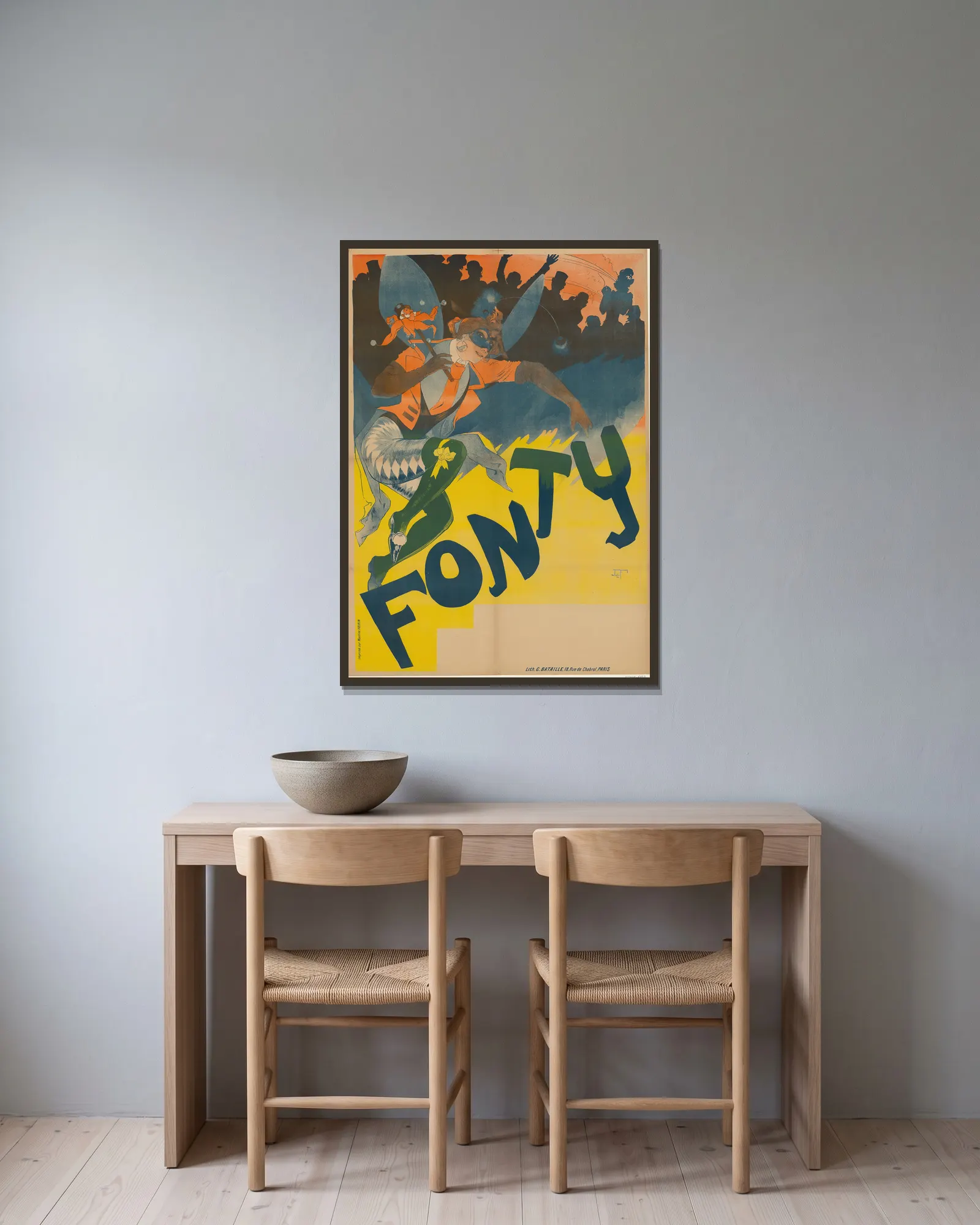 Fonty av Georges de Feure inramad på en vägg