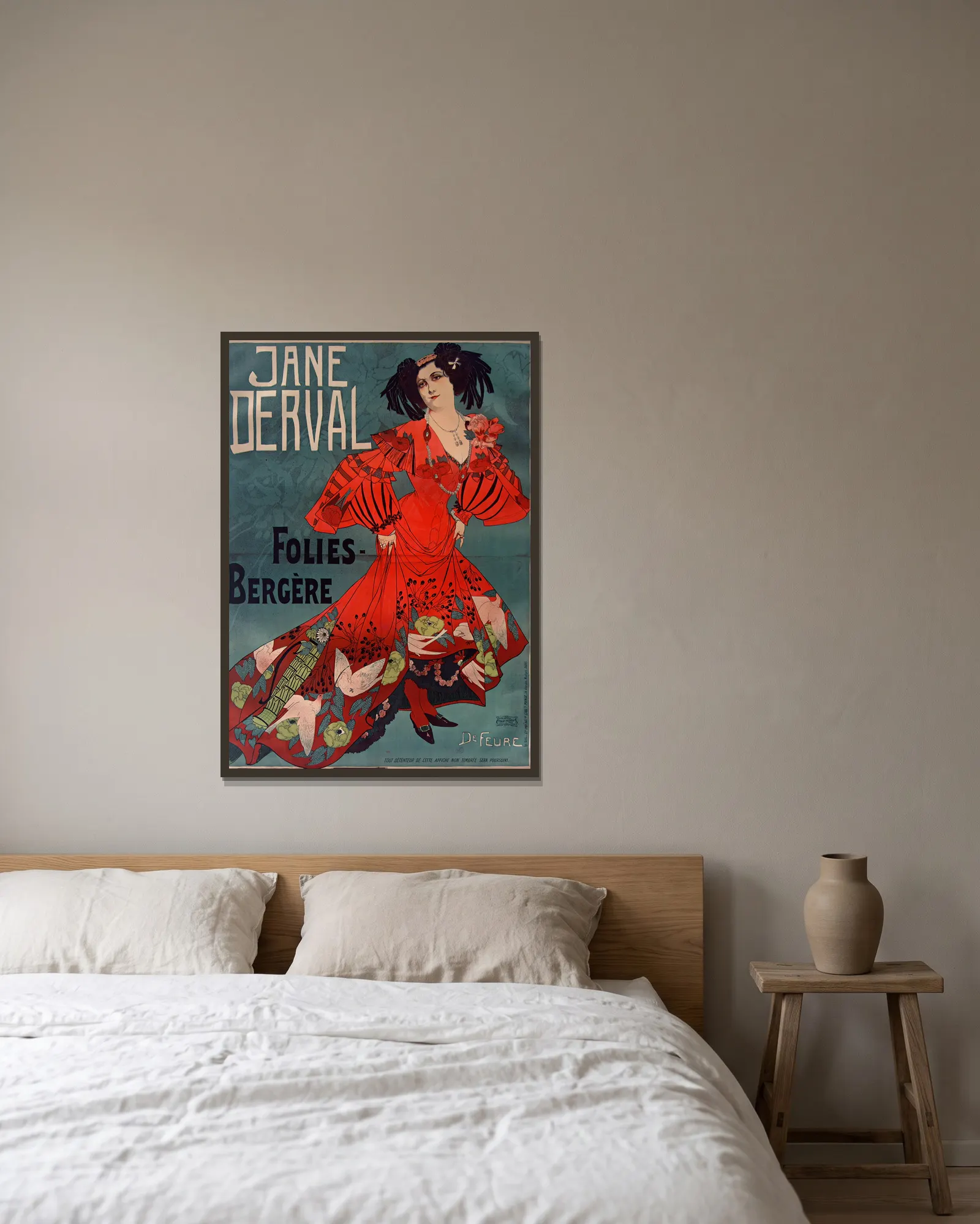 Jane Derval av Georges de Feure inramad på en vägg