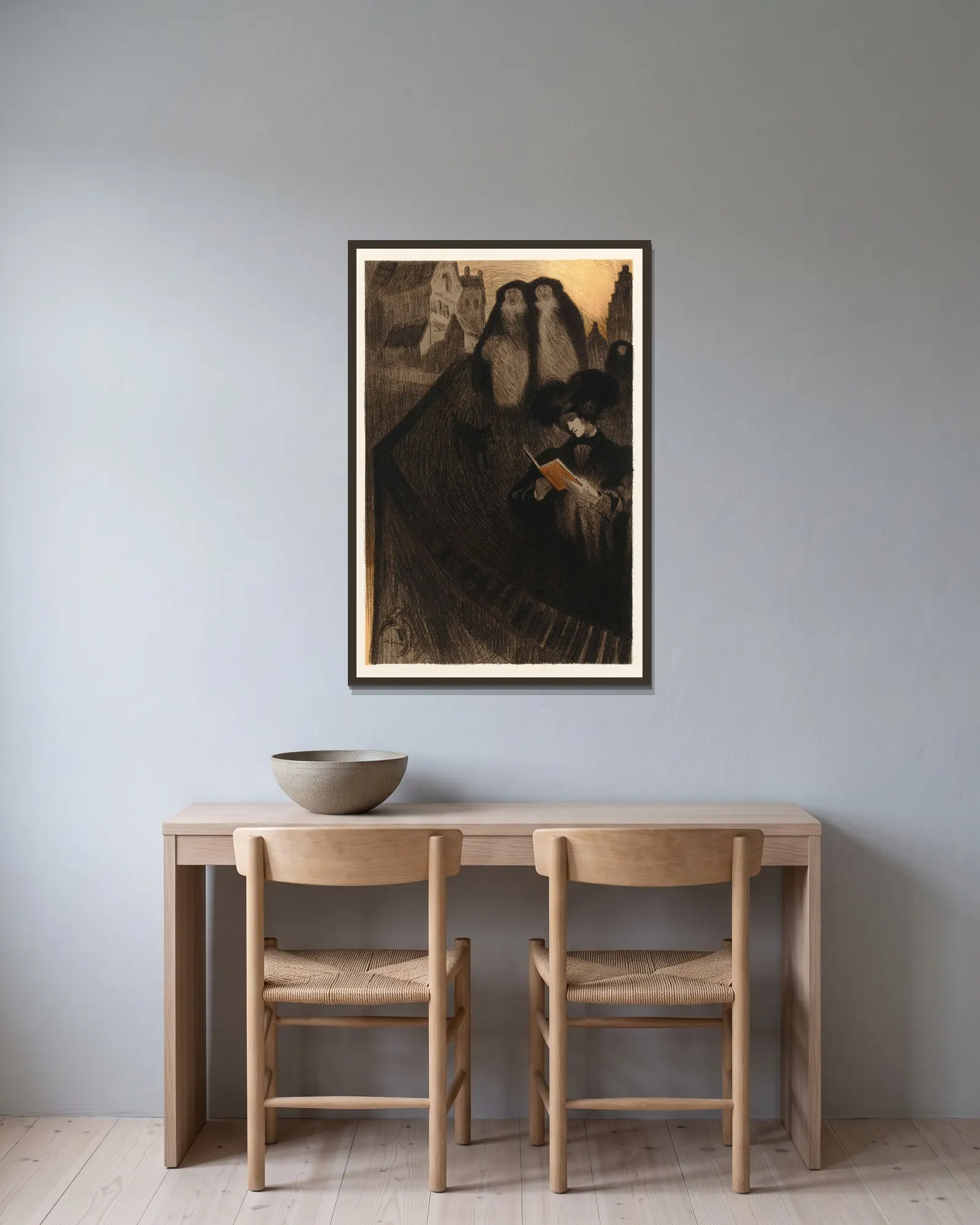 Maîtres de l’affiche av Georges de Feure inramad på en vägg