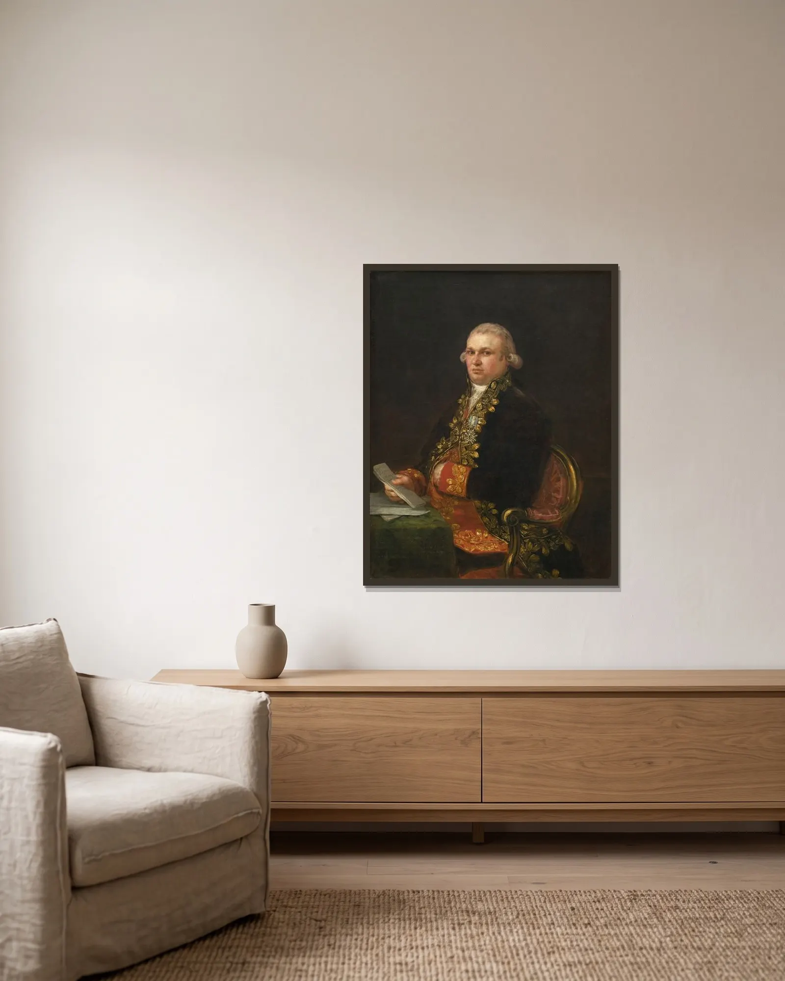 Don Antonio Noriega av Francisco de Goya inramad på en vägg