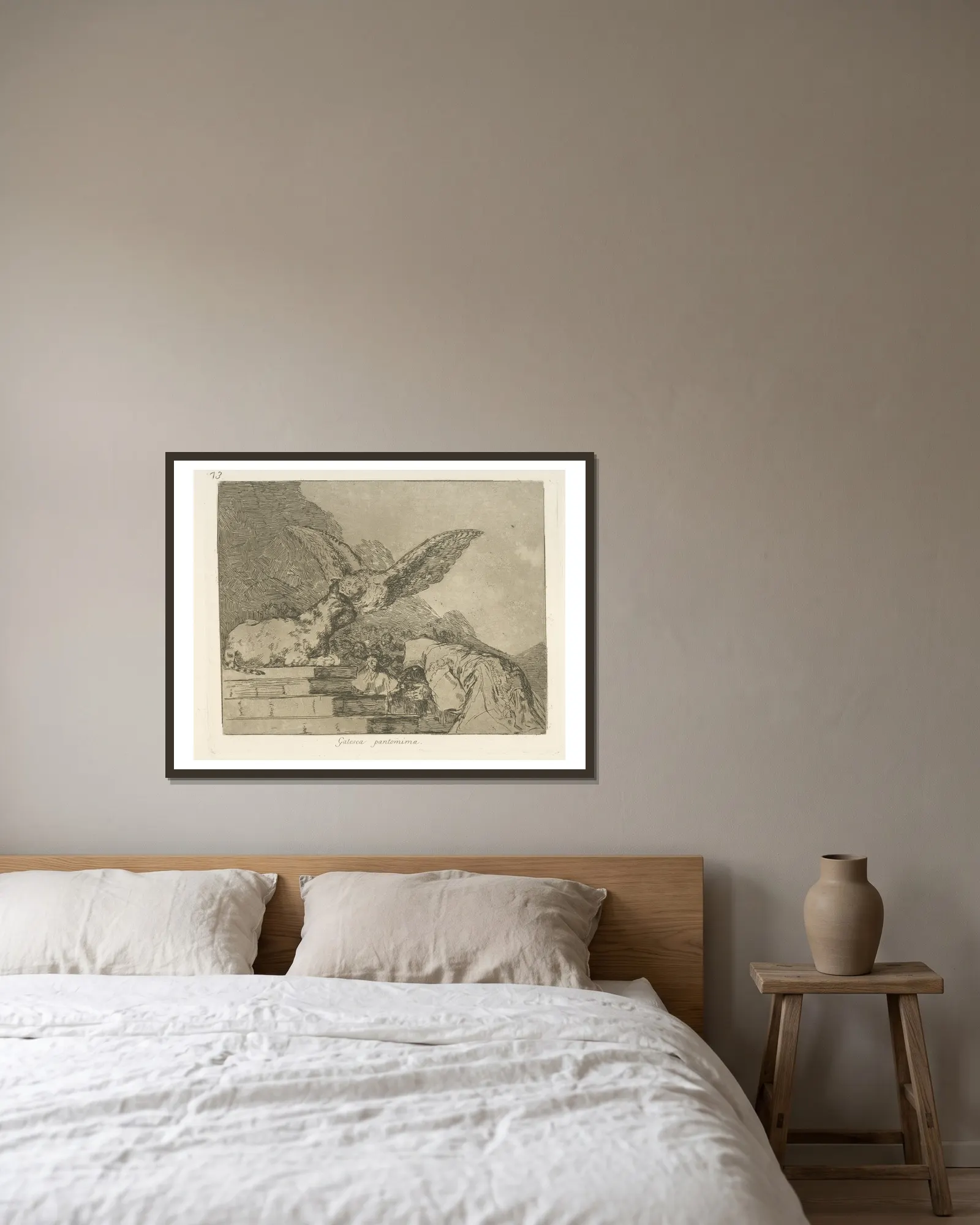 Gatesca pantomima av Francisco de Goya inramad på en vägg