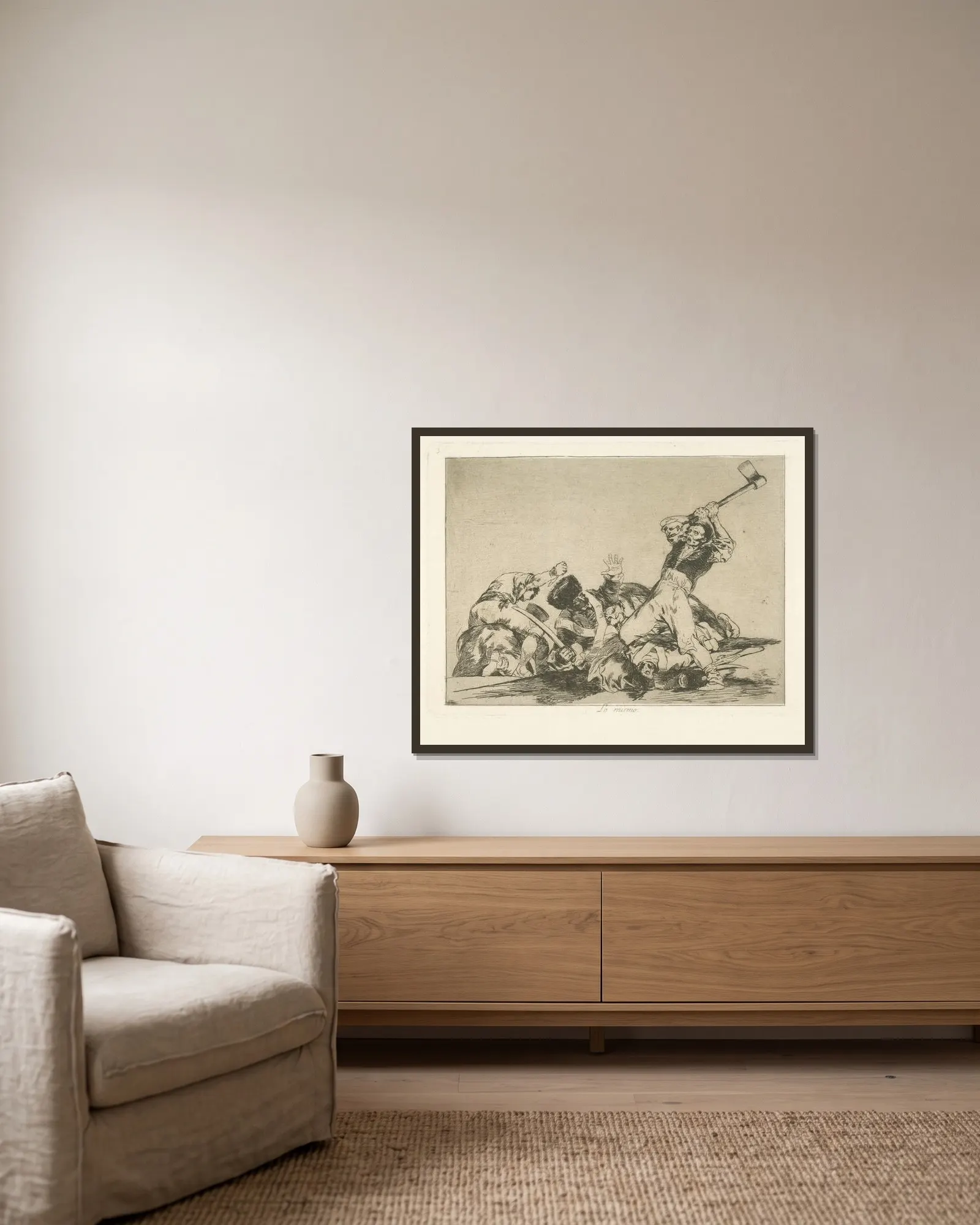 Lo mismo av Francisco de Goya inramad på en vägg