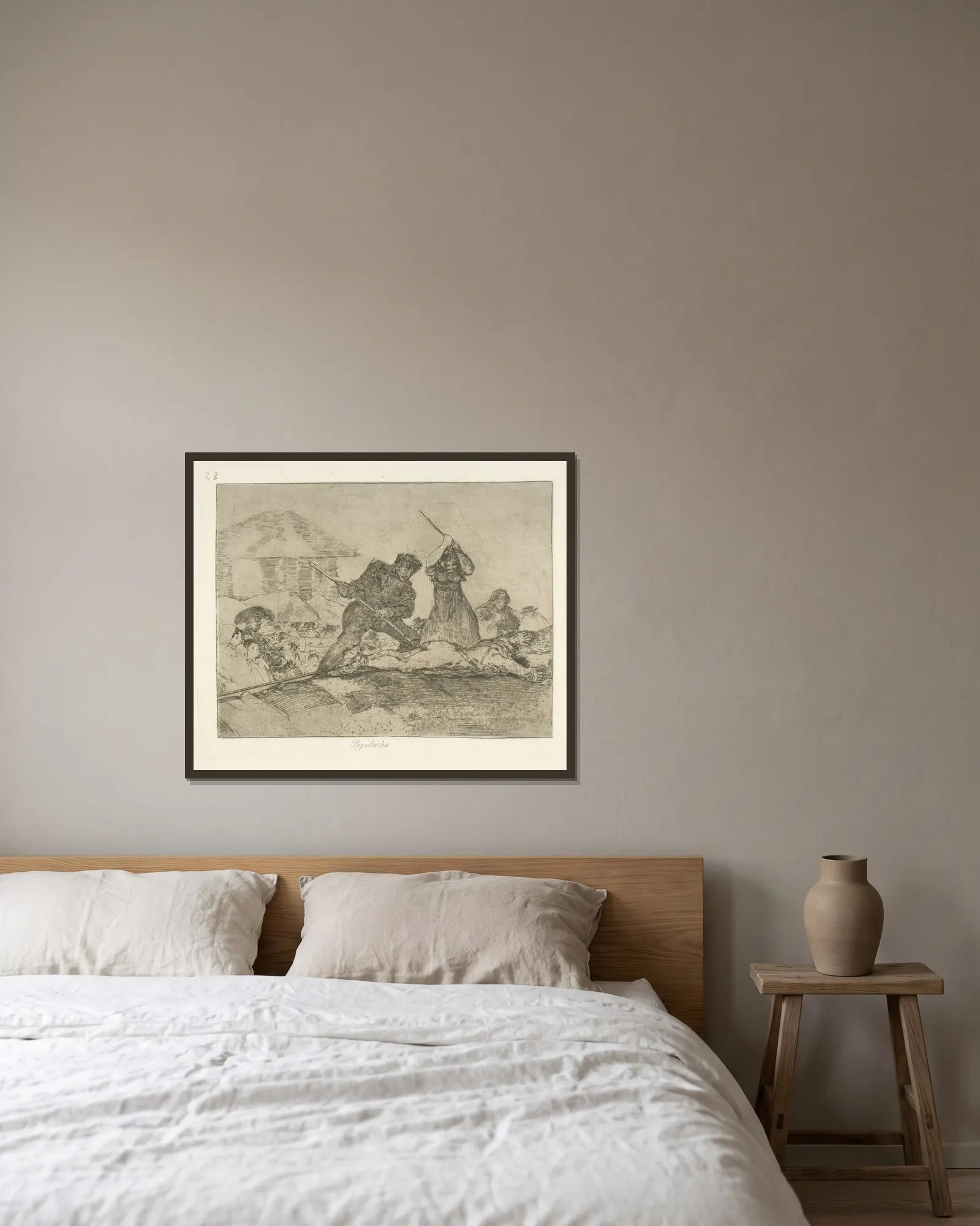 Populacho av Francisco de Goya inramad på en vägg