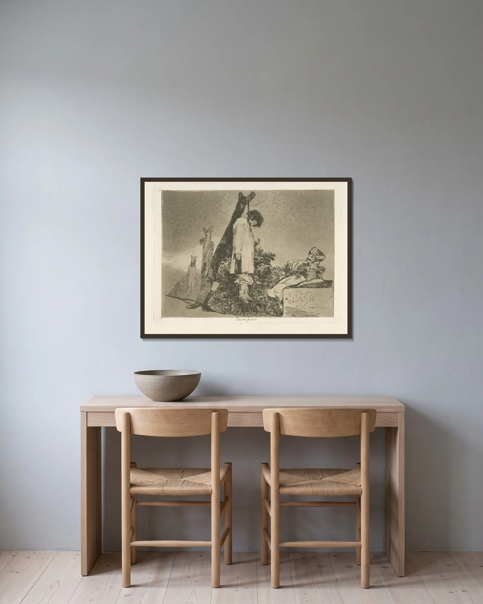 Tampoco av Francisco de Goya inramad på en vägg