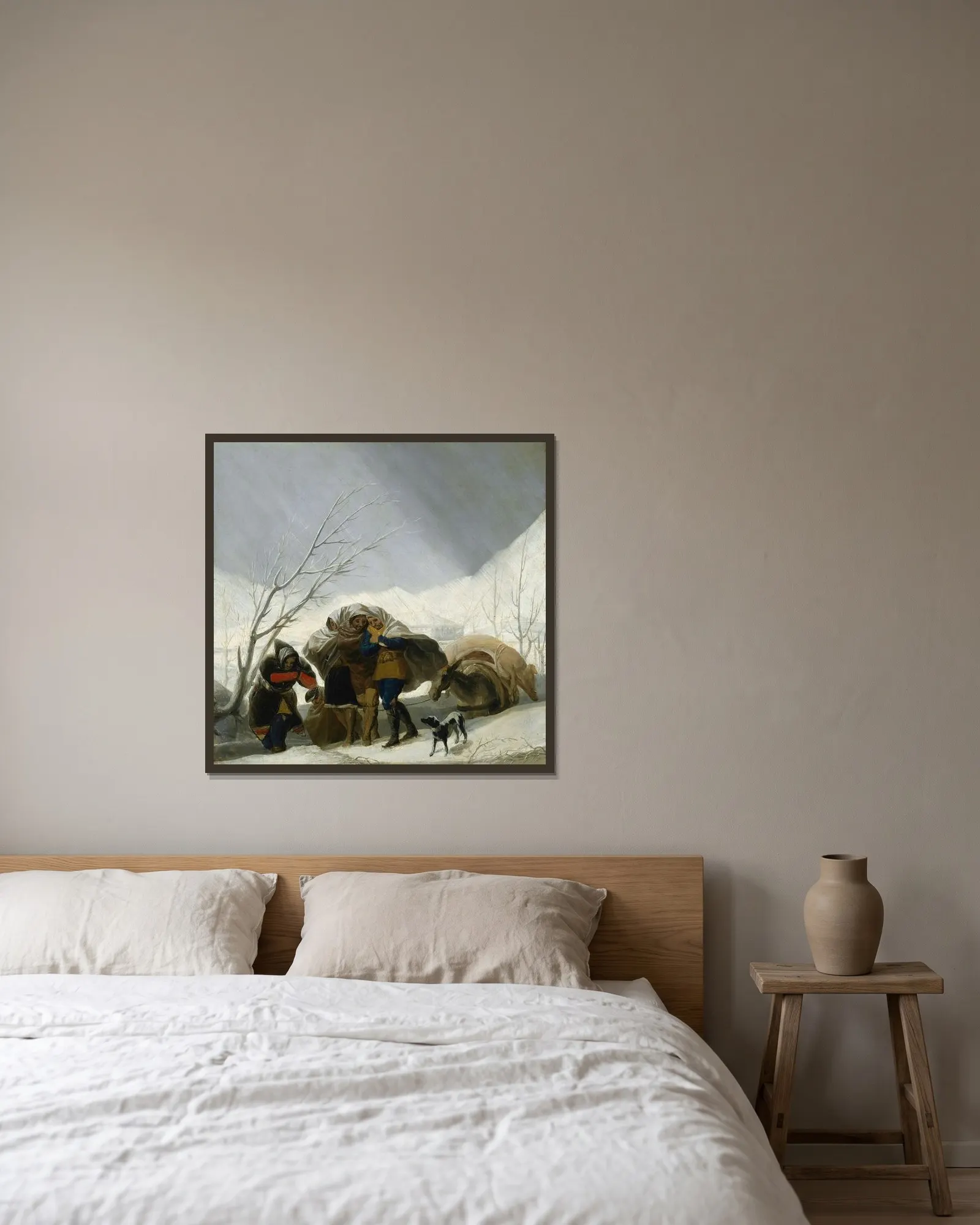 Winter Scene av Francisco de Goya inramad på en vägg