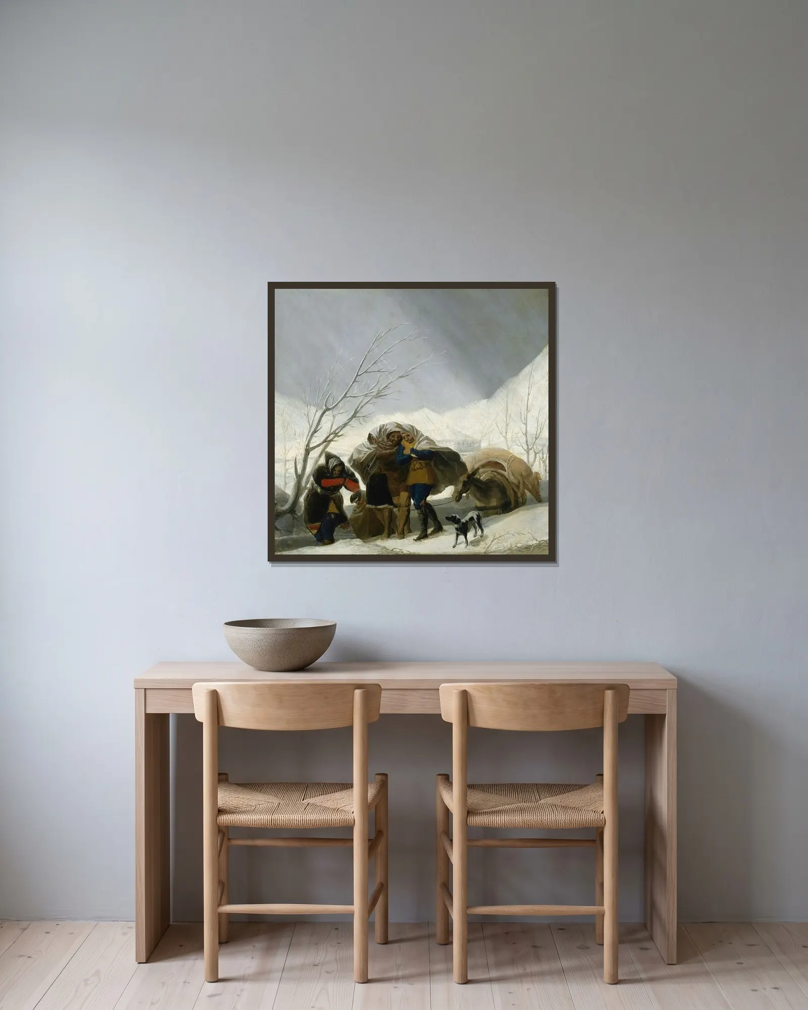 Winter Scene av Francisco de Goya inramad på en vägg