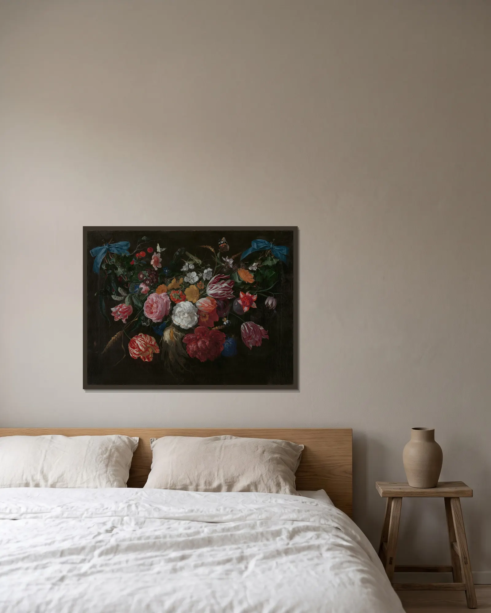 Flowers and Insects av Jan Davidsz de Heem inramad på en vägg