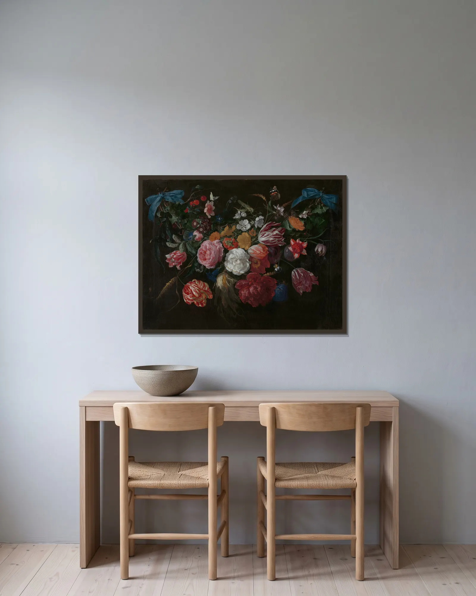 Flowers and Insects av Jan Davidsz de Heem inramad på en vägg