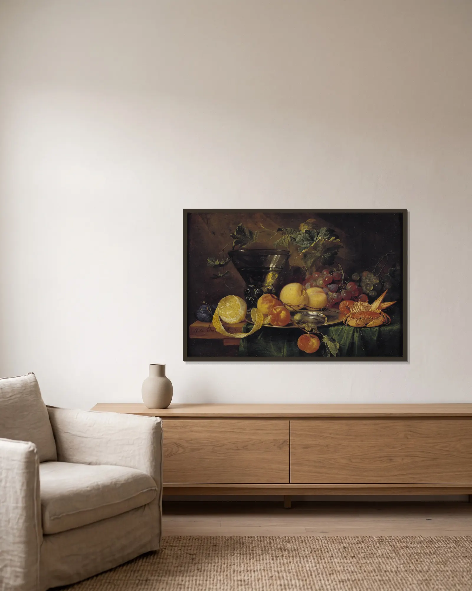 Still Life With A Roemer av Jan Davidsz de Heem inramad på en vägg